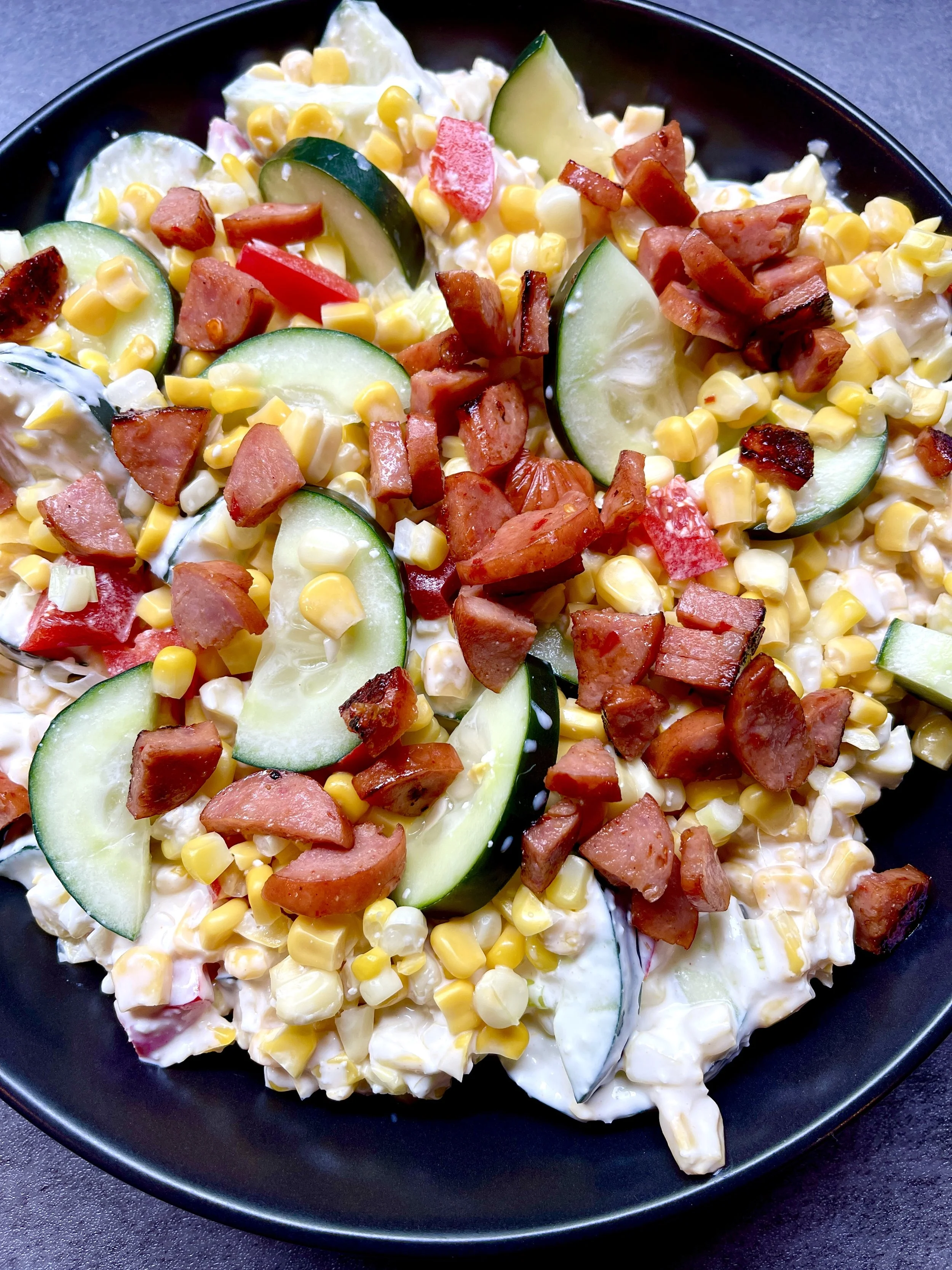 SAUSAGE CRUMBLE CUCUMBER SUMMER SALAD