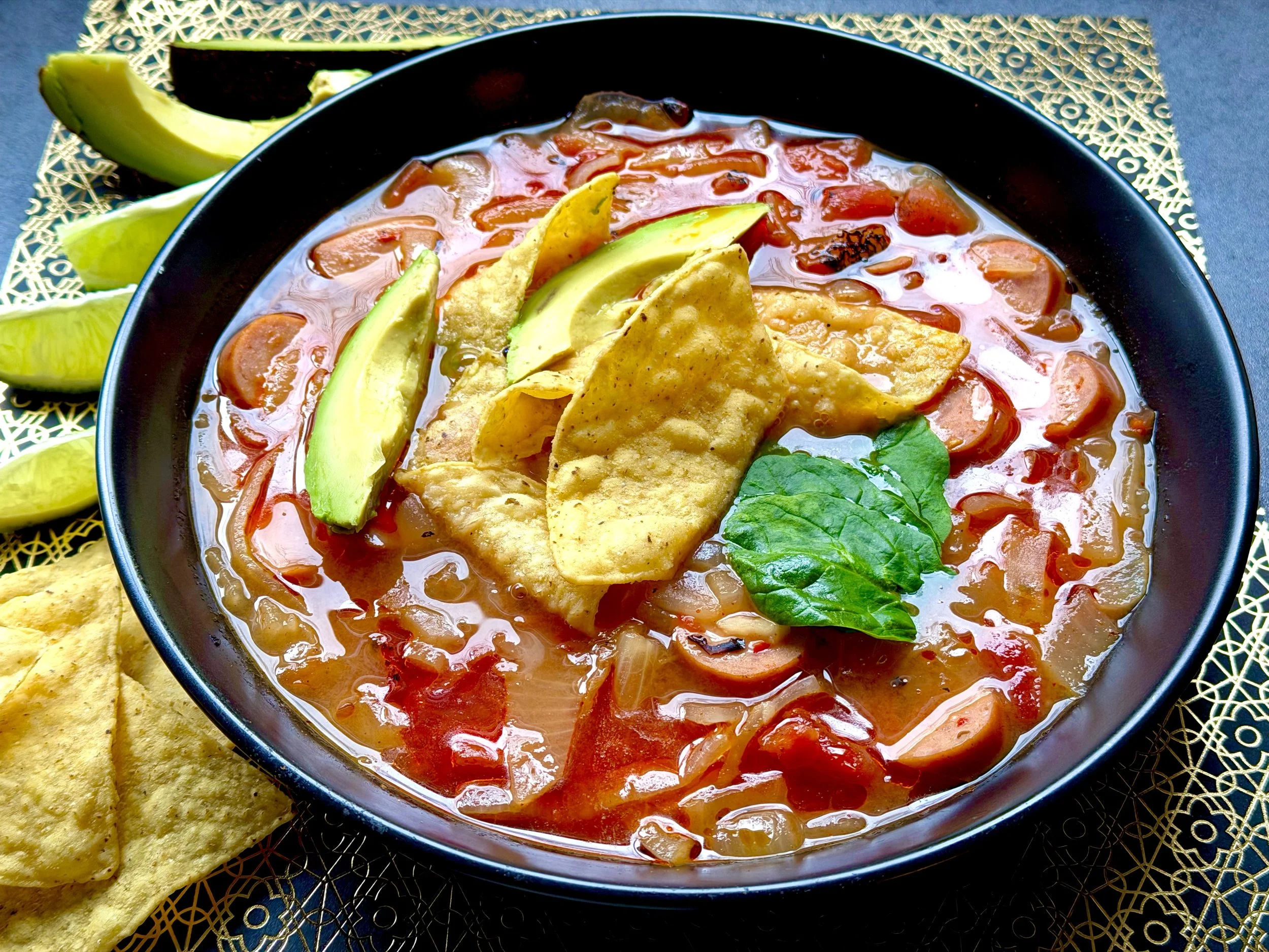 SMOKED HOT SAUSAGE TORTILLA SOUP