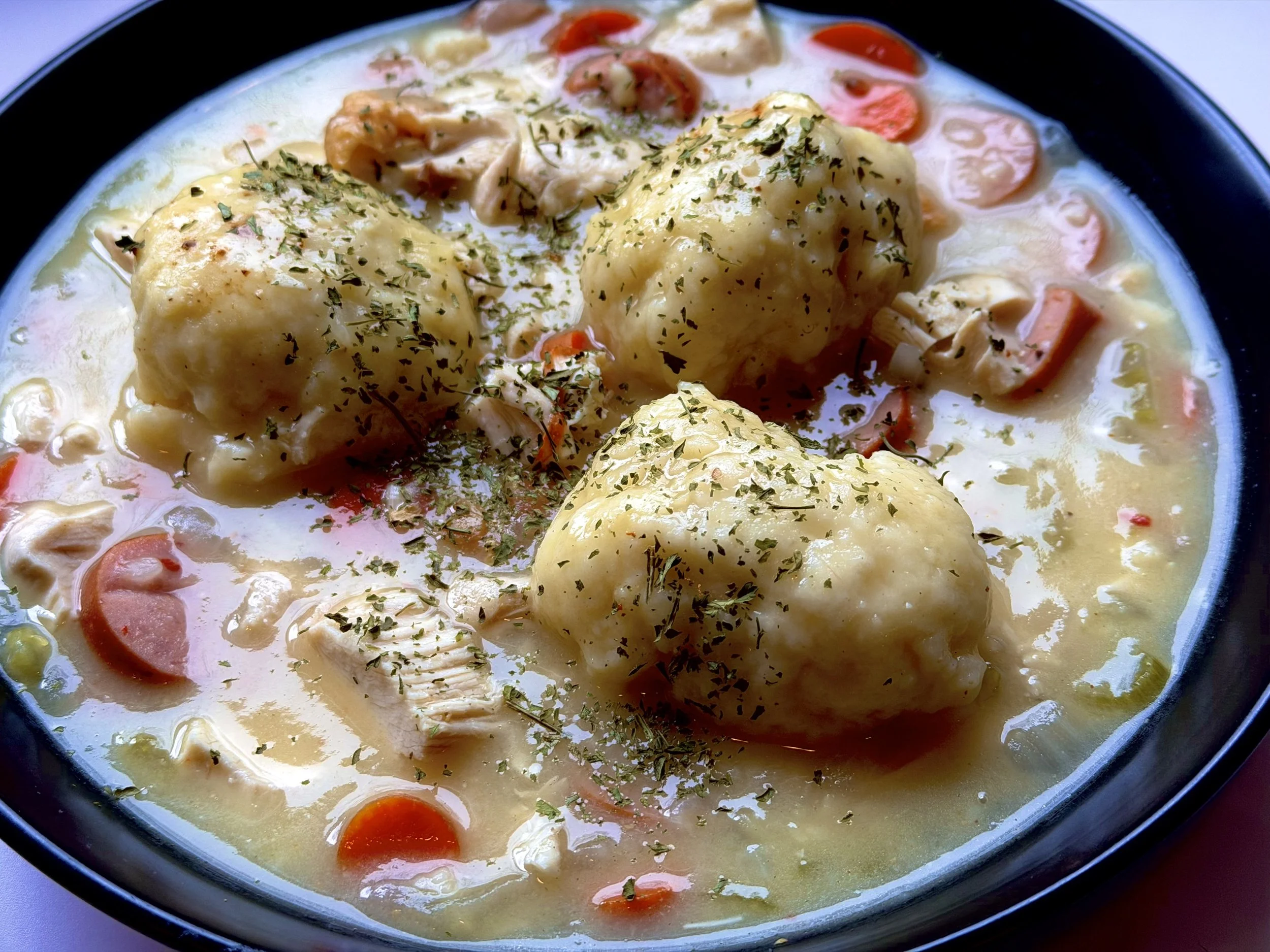 COMFORTING SAUSAGE AND CHICKEN DUMPLINGS