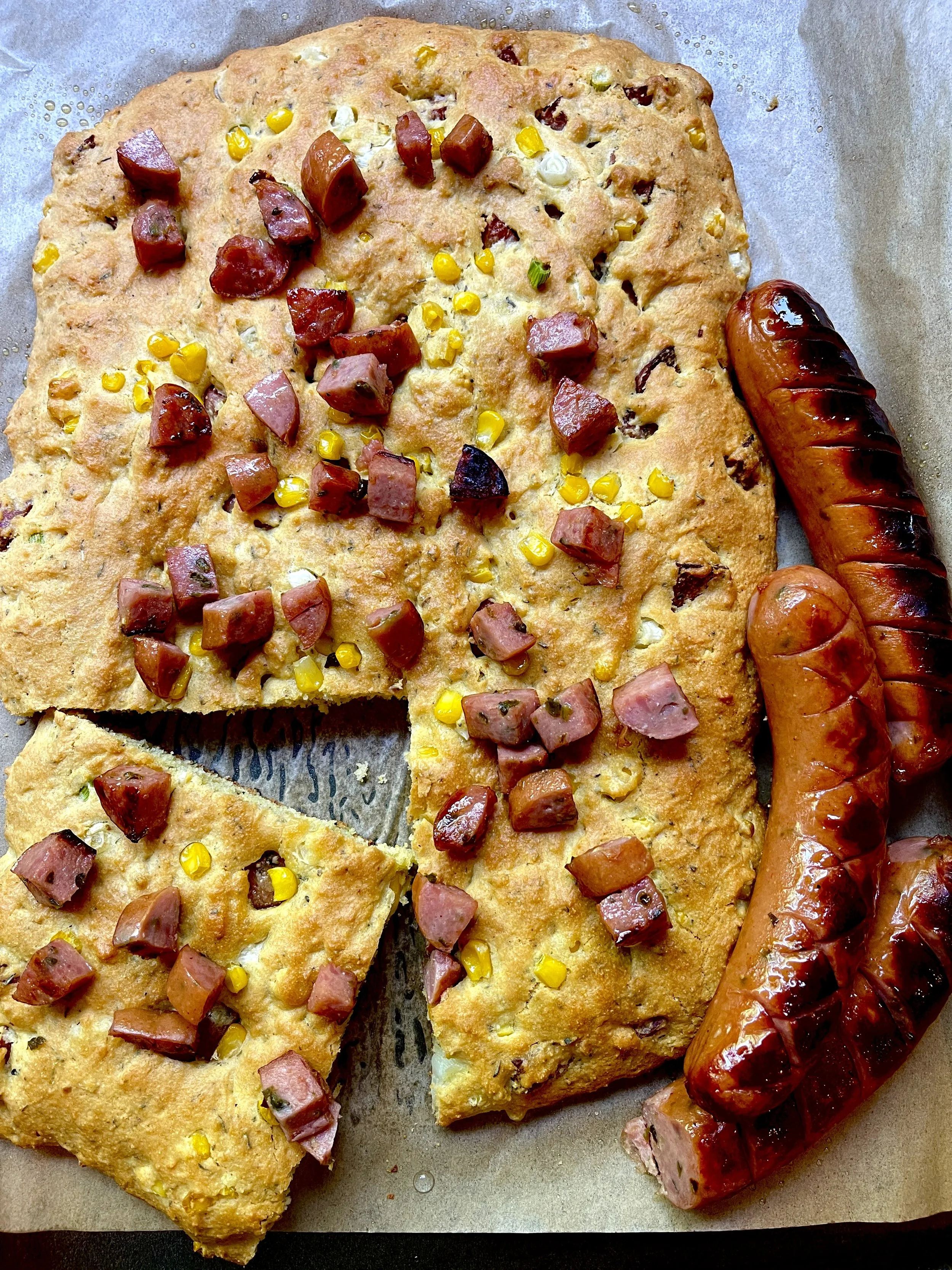 SMOKED SAUSAGE CORN FLATBREAD
