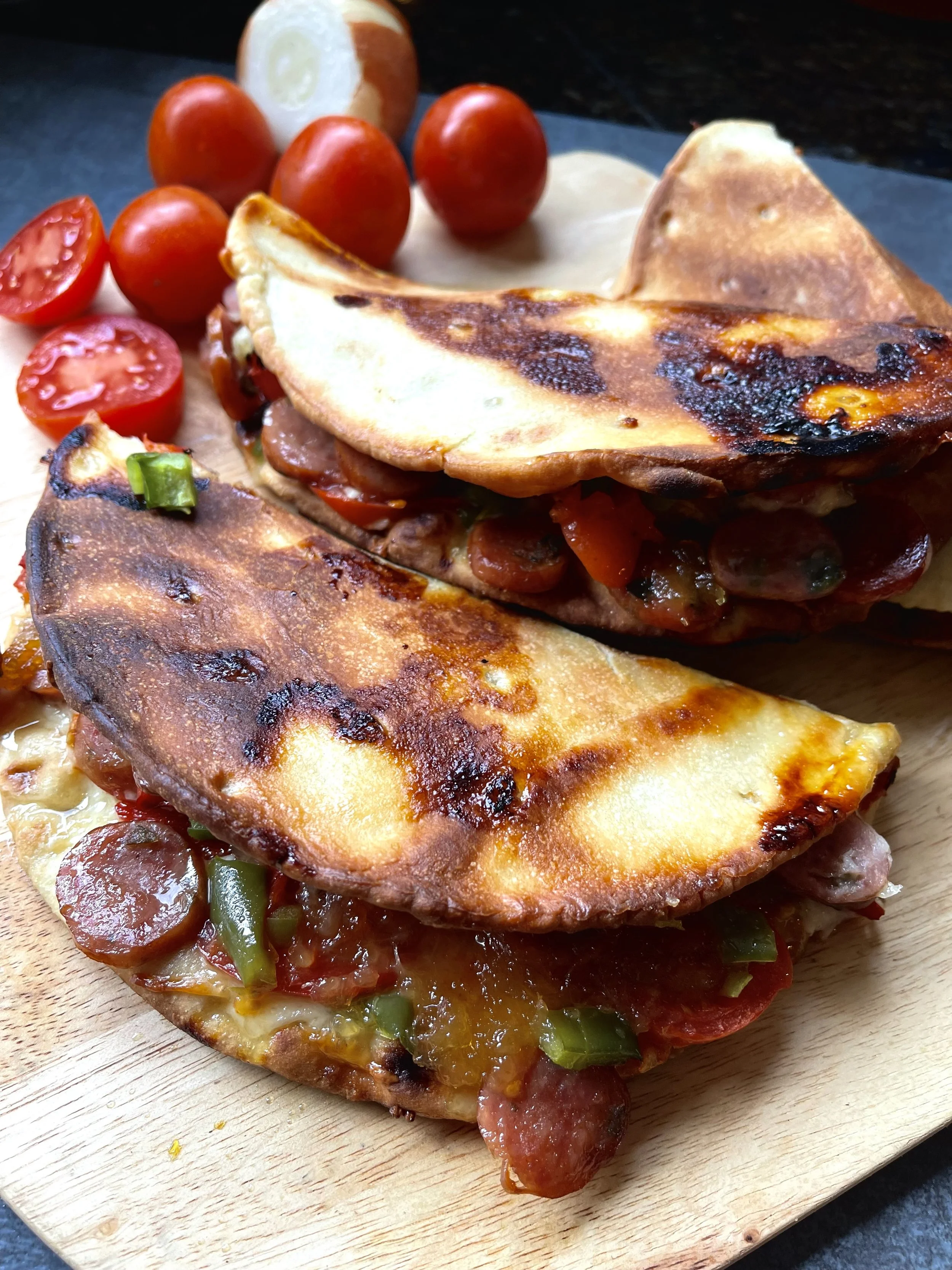 HOT SAUSAGE FLATBREAD CALZONES