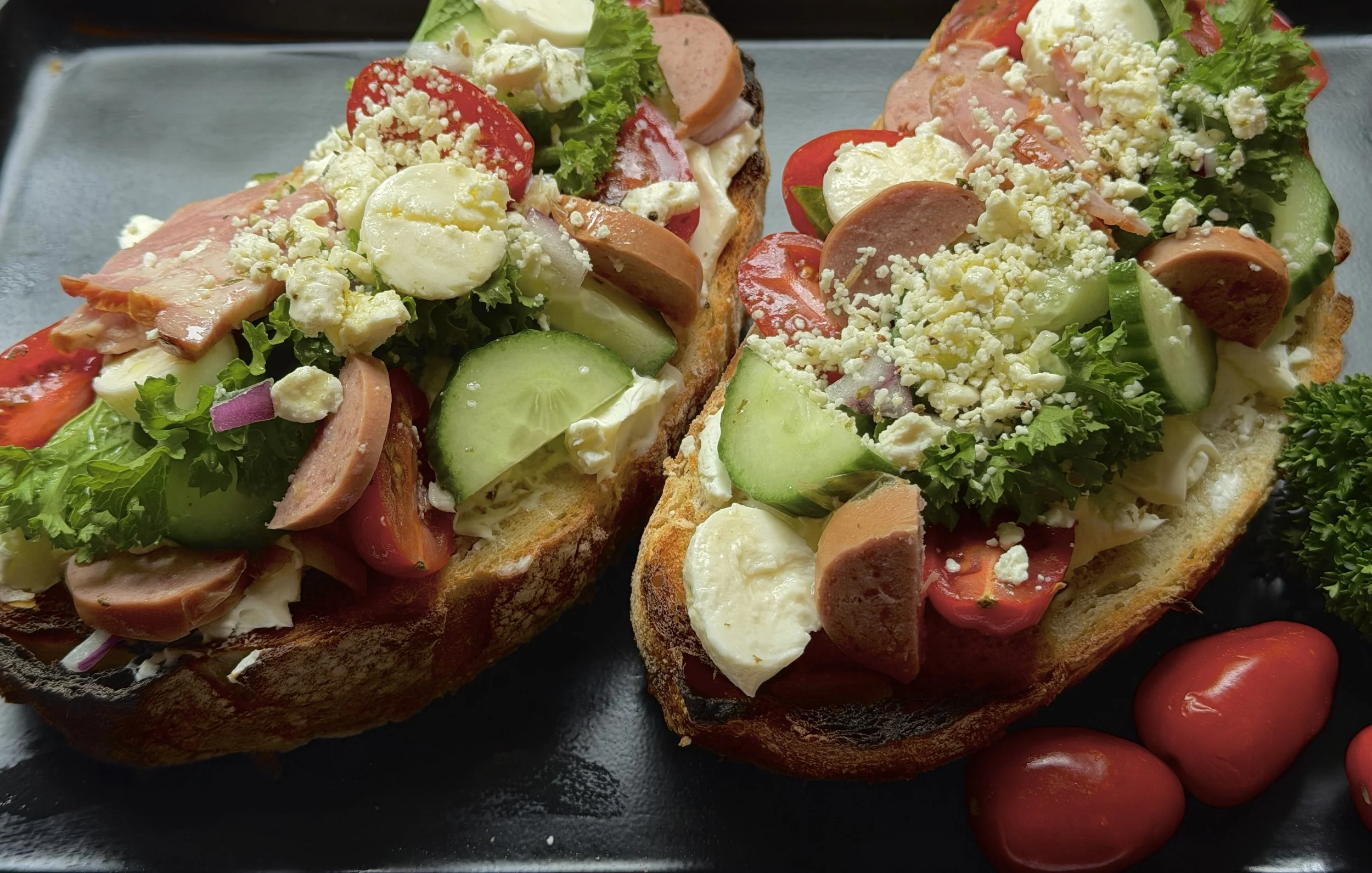 SMOKED SAUSAGE GREEK TOAST