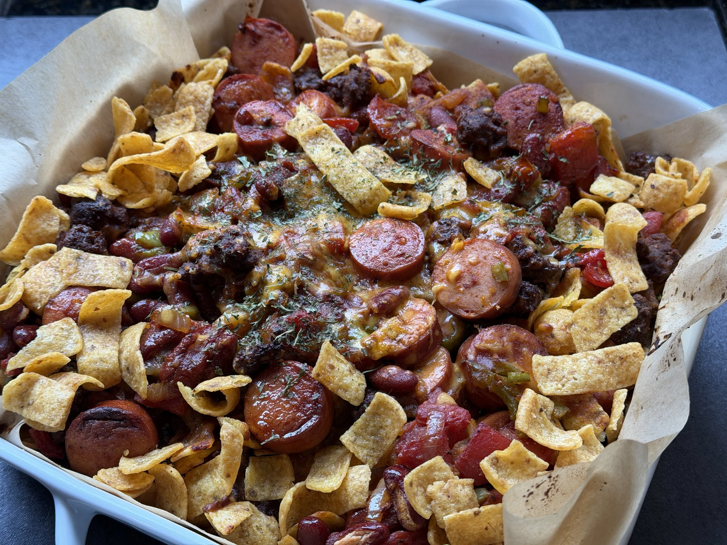 SMOKED SAUSAGE FRITO CHILI PIE