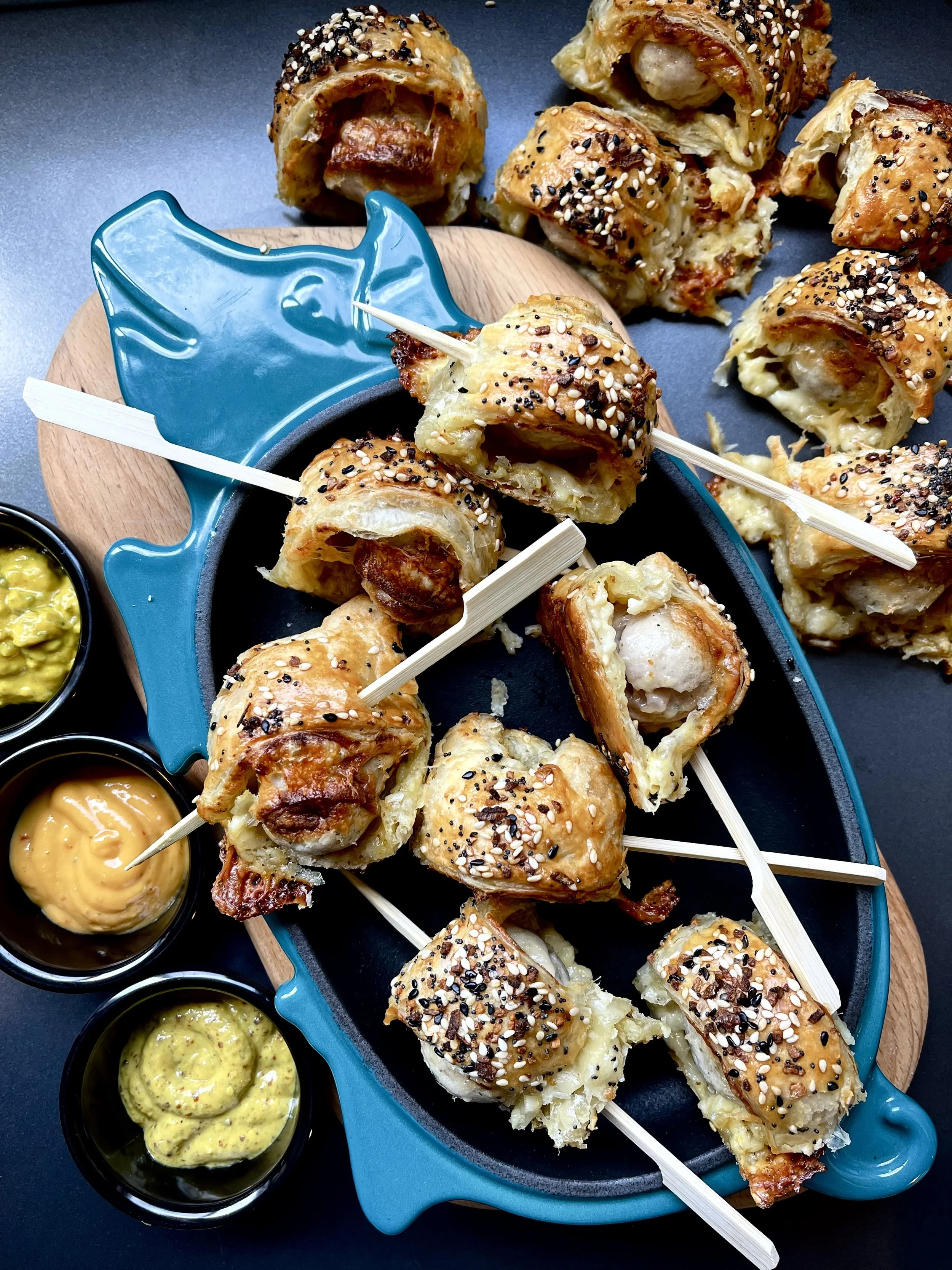 SMOKED GOUDA BRATS IN BLANKETS