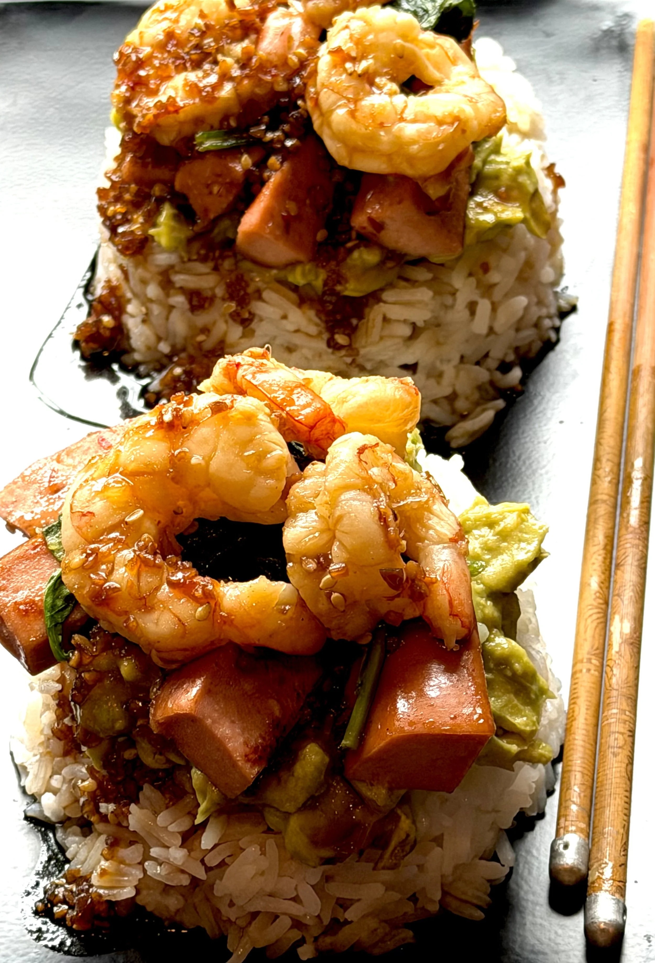 HOT SMOKED SAUSAGE SHRIMP RICE STACK