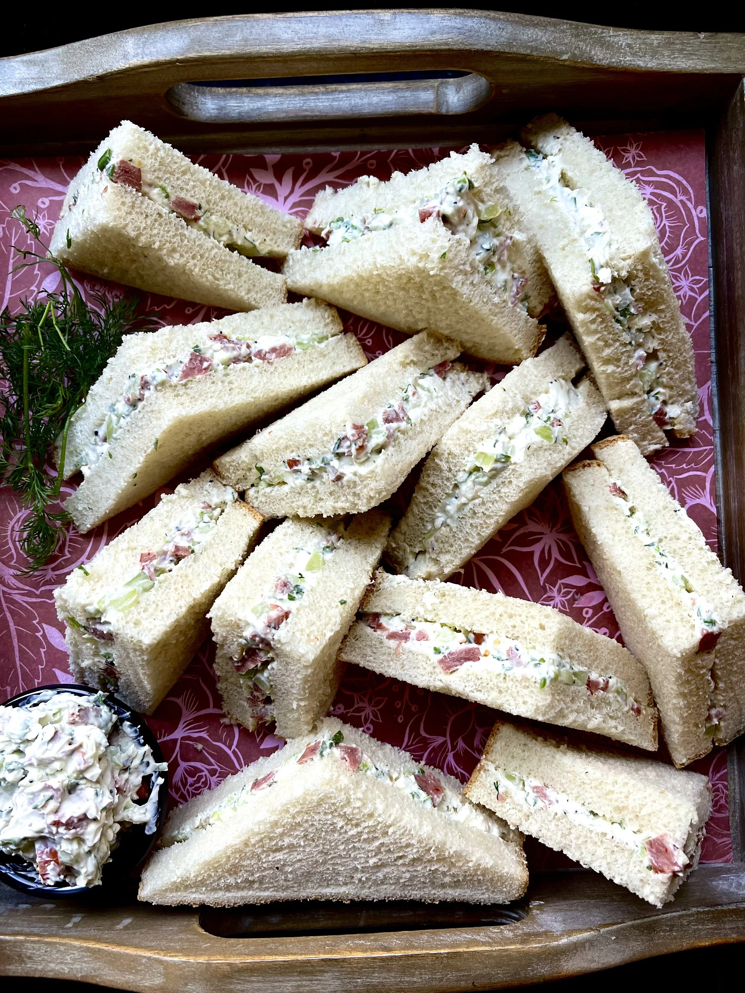 SMOKED SAUSAGE KENTUCKY BENEDICTINE SANDWICHES