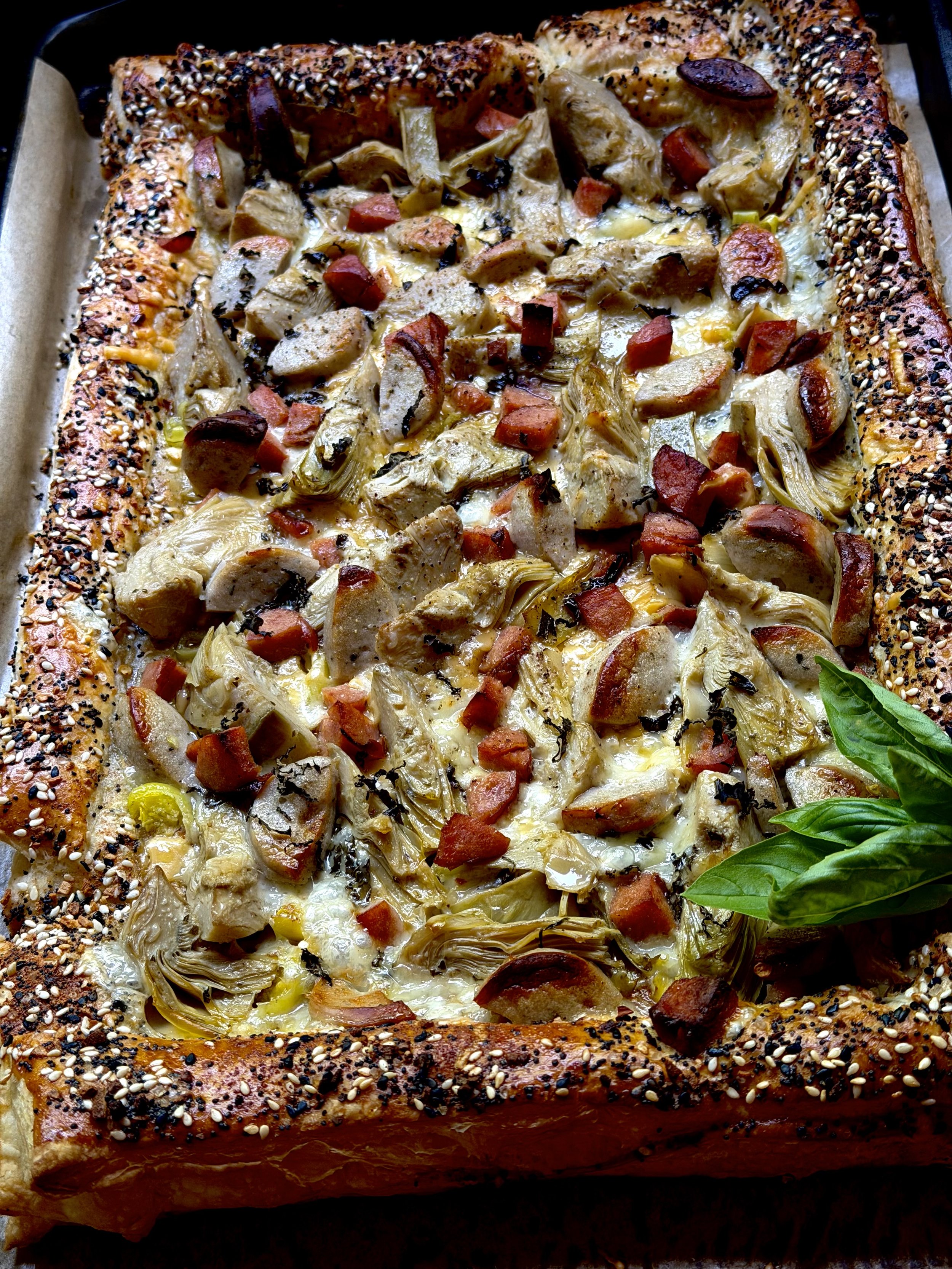 BRUNCH TIME SAUSAGE ARTICHOKE TART