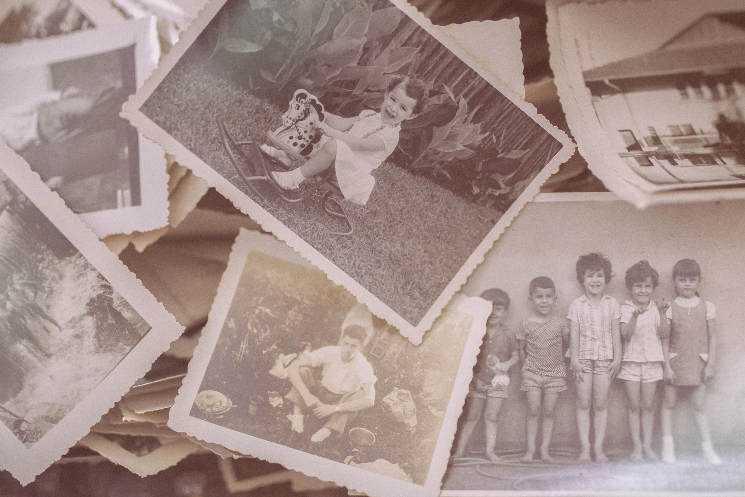 A collection of old black and white photographs