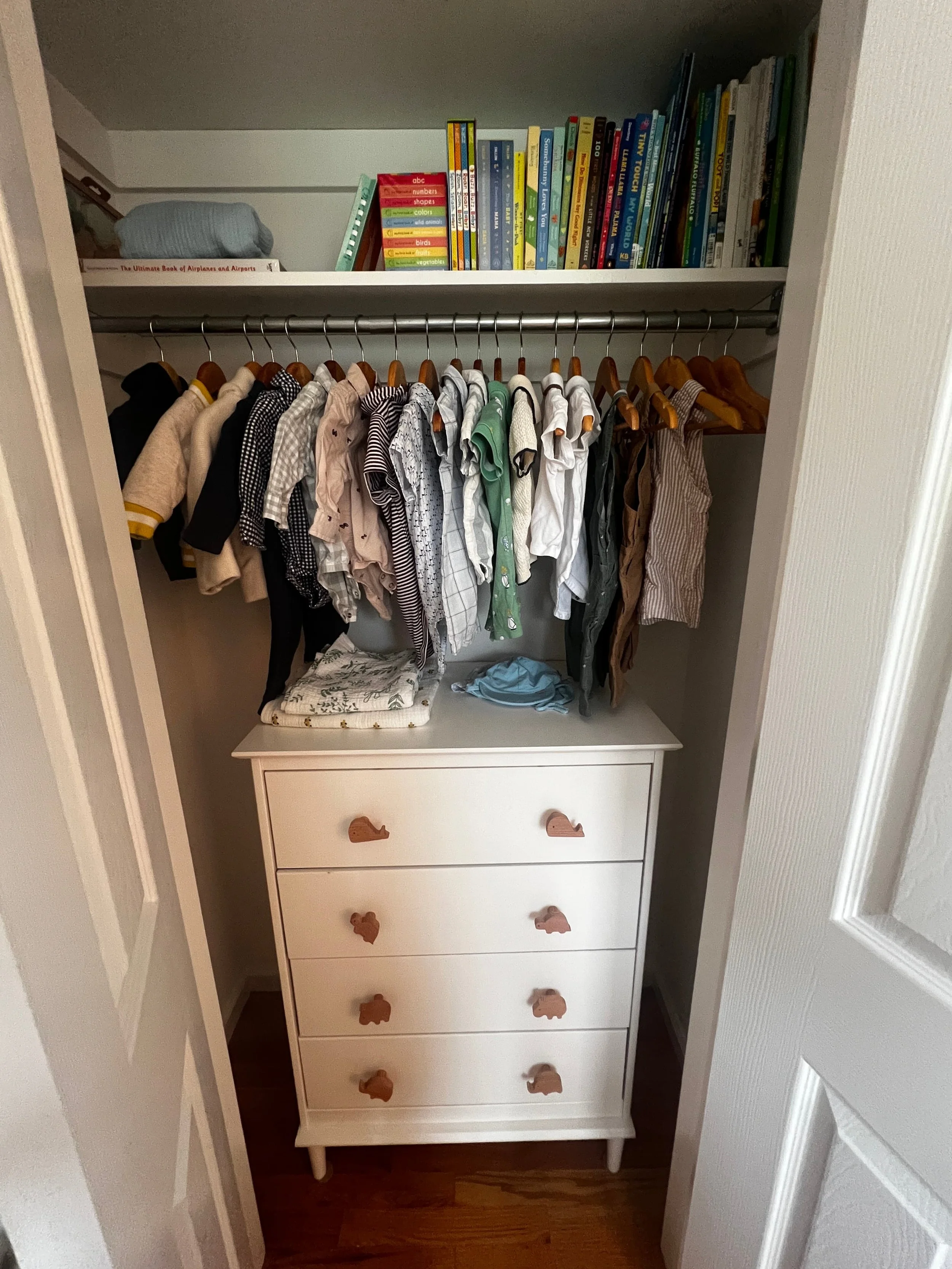 Organized nursery closet