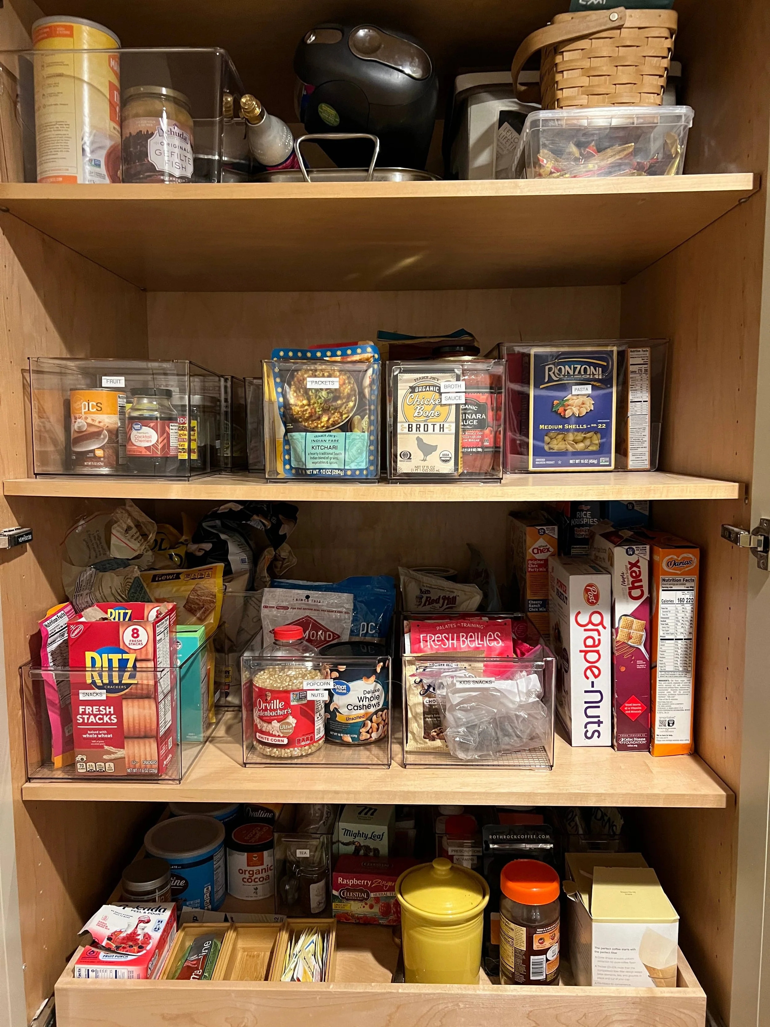 Kitchen pantry with bins