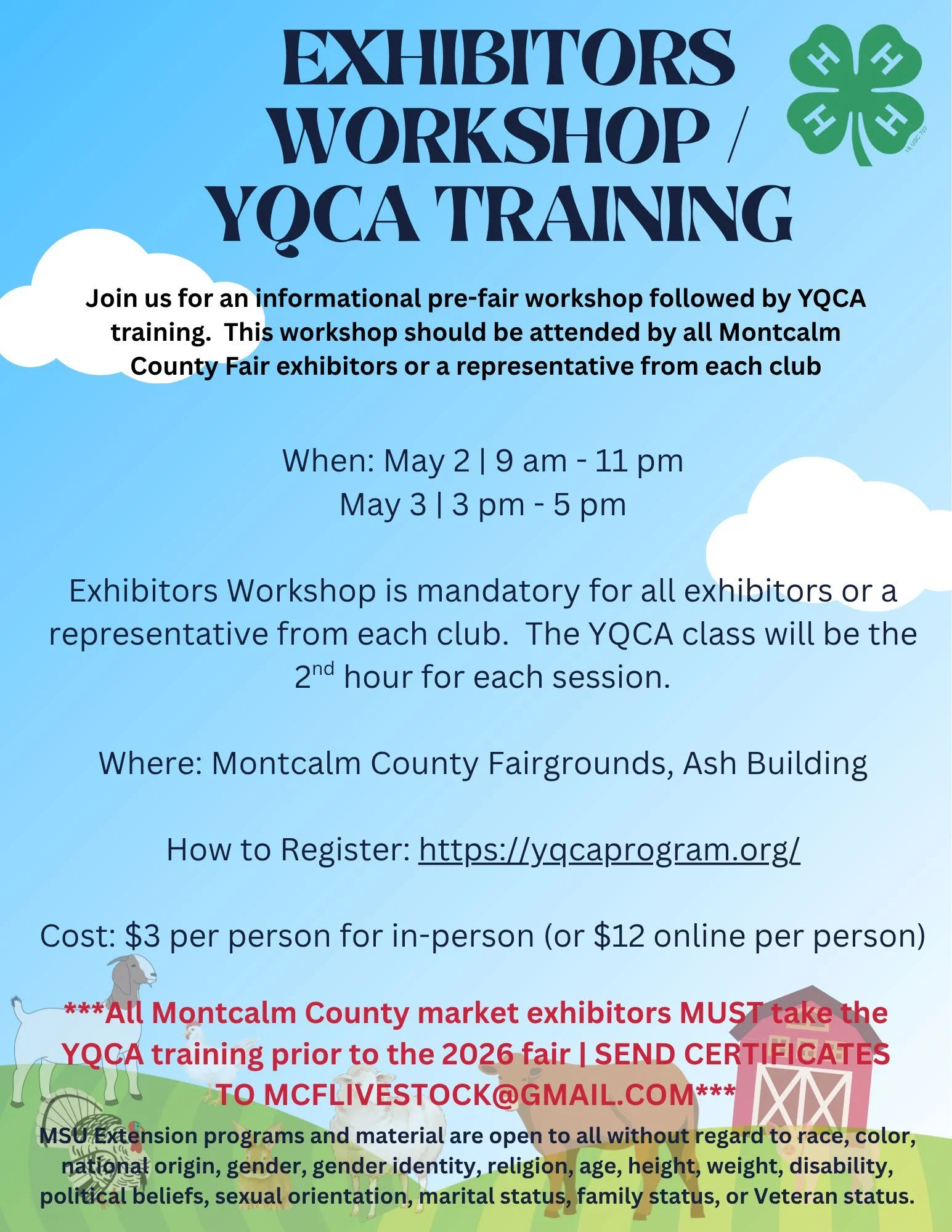 Exhibitor Workshop/YQCA Training 