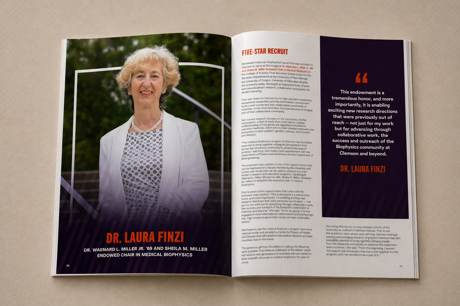 Faculty profile from the 2025 Endowment Report featuring an endowed chair in medical biophyics