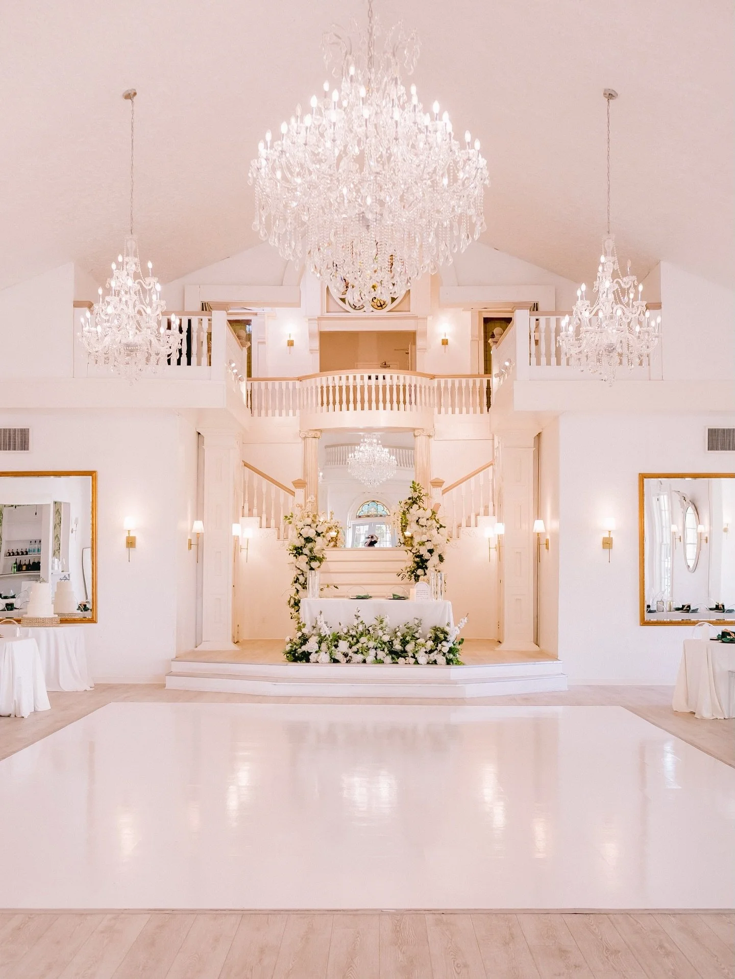The white dance floor transforms our Victorian ballroom beautifully&mdash;bathing the space in light and allowing every movement, every moment, to stand out effortlessly. Set beneath soaring ceilings, it becomes a striking canvas for your first dance