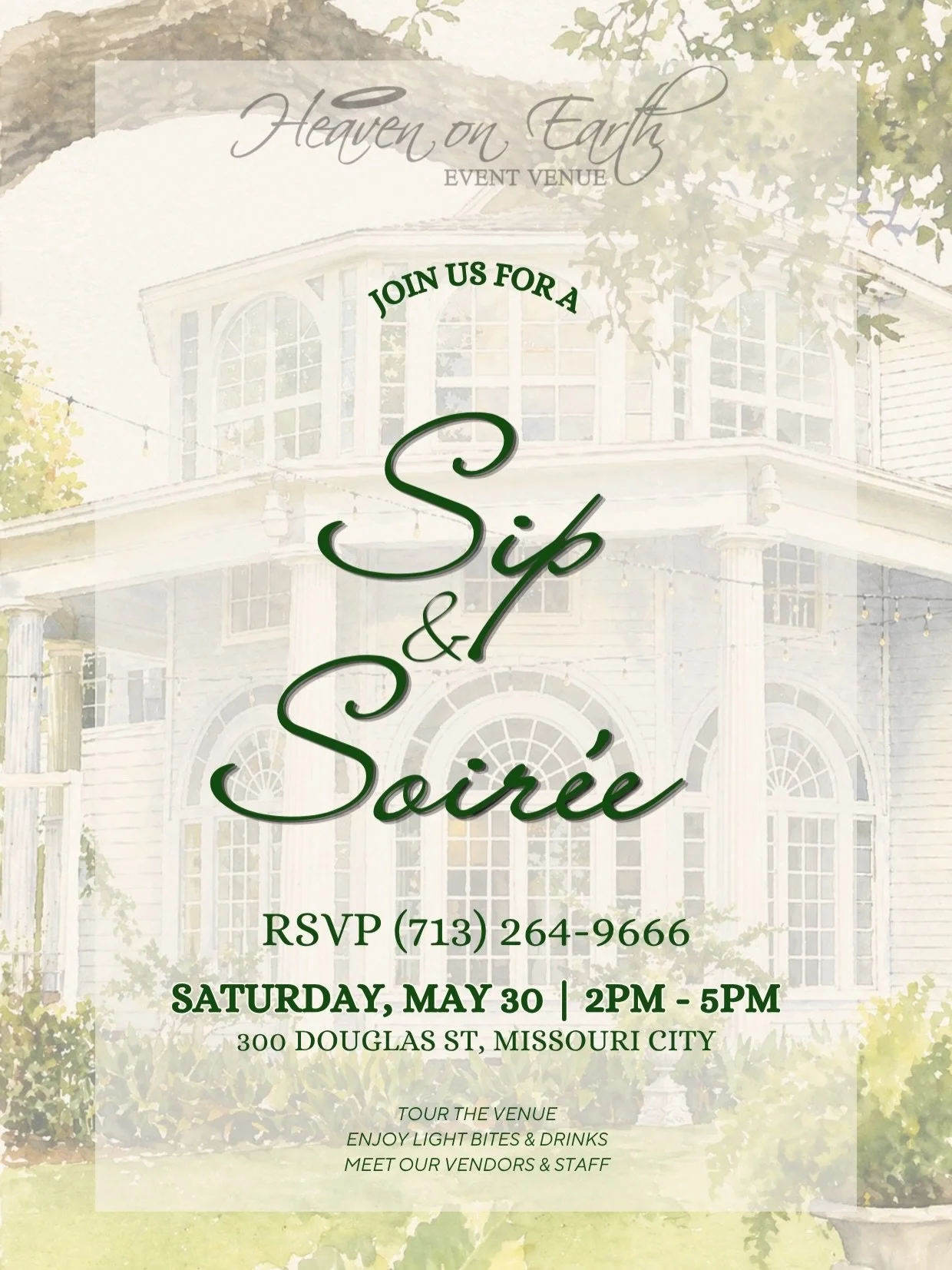 Our Sip &amp; Soir&eacute;e has finally arrived 
This is your moment to step inside, tour the venue, and experience it all in person.

Join us for a beautiful evening filled with light bites, curated spaces, and endless inspiration where your dream e