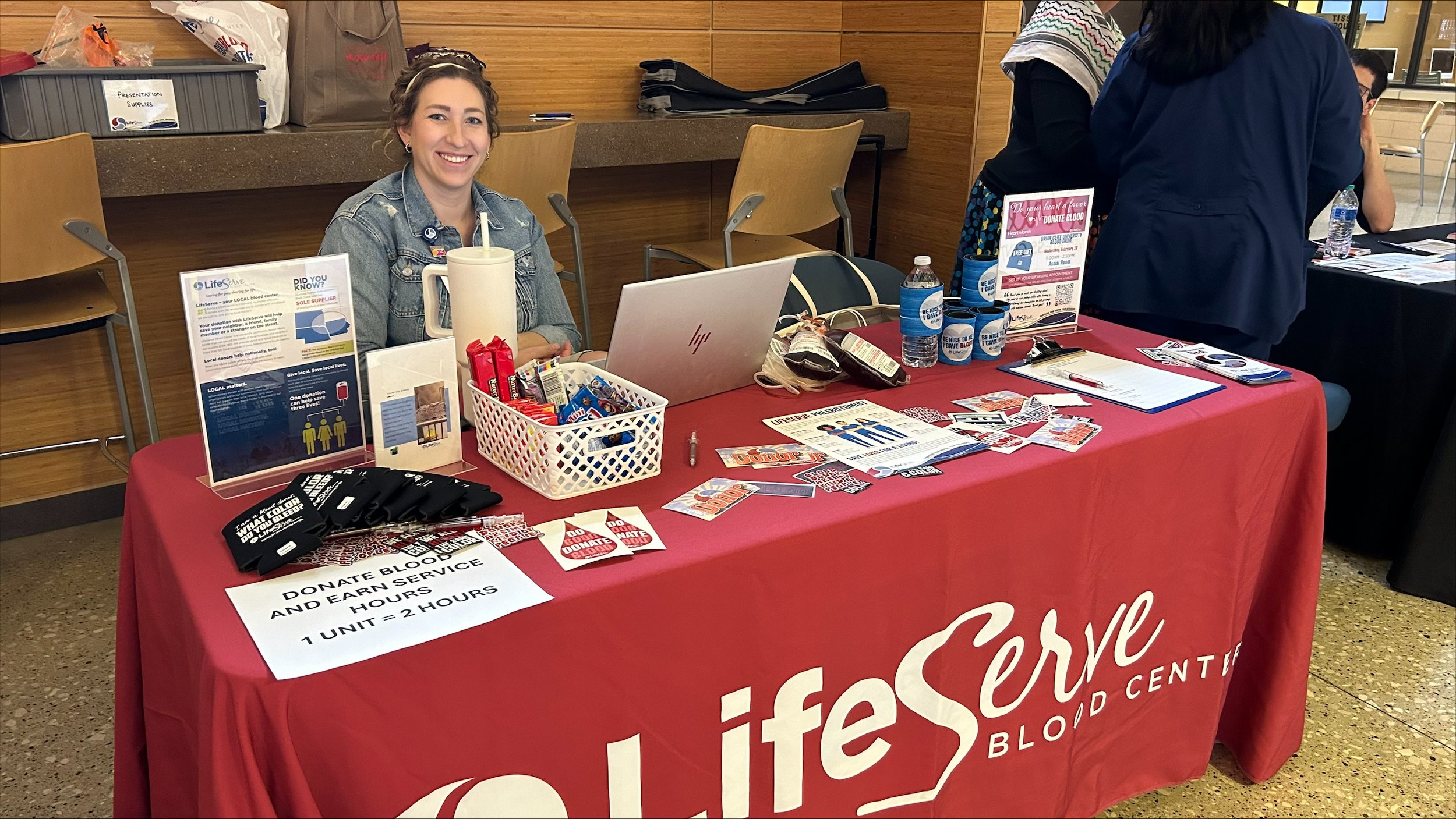 The Lifeserve Blood Center was at the event, Briar Cliff hosts blood drives through Lifeserve once a semester and is looking for more volunteers! Allison Brumels ran the booth and informed people about the benefits of donating blood.&nbsp; 
