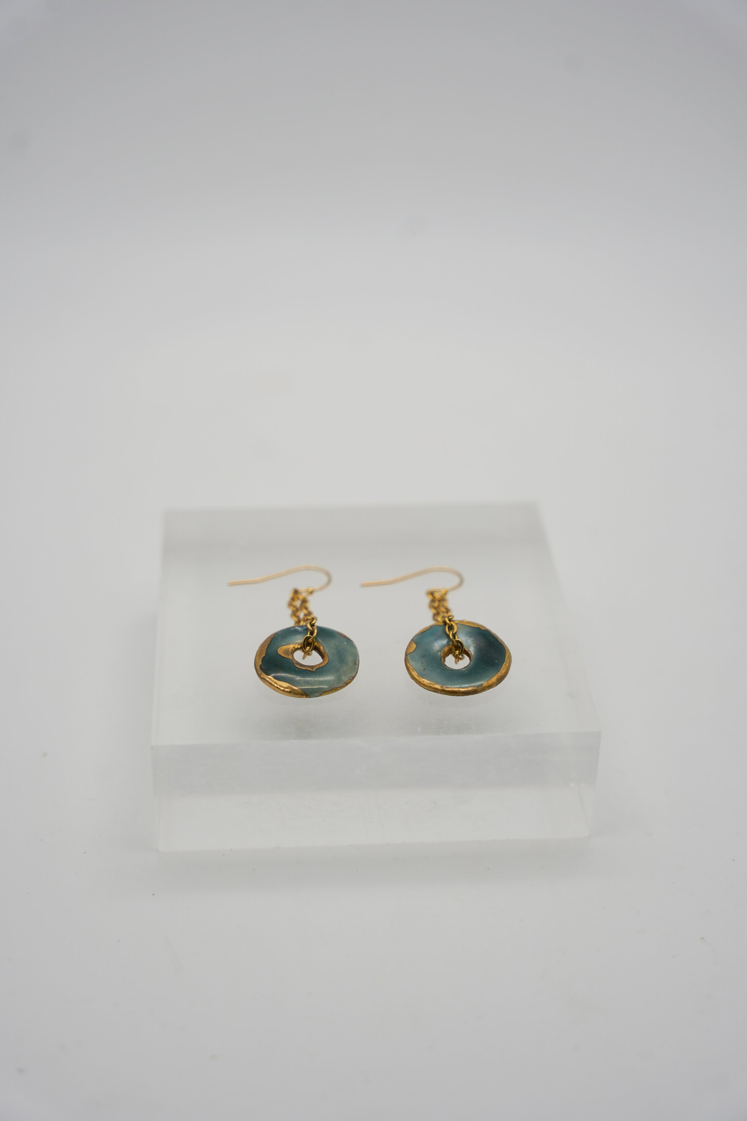 Small Disc on Gold Filled Simple Chain in Blue Jean