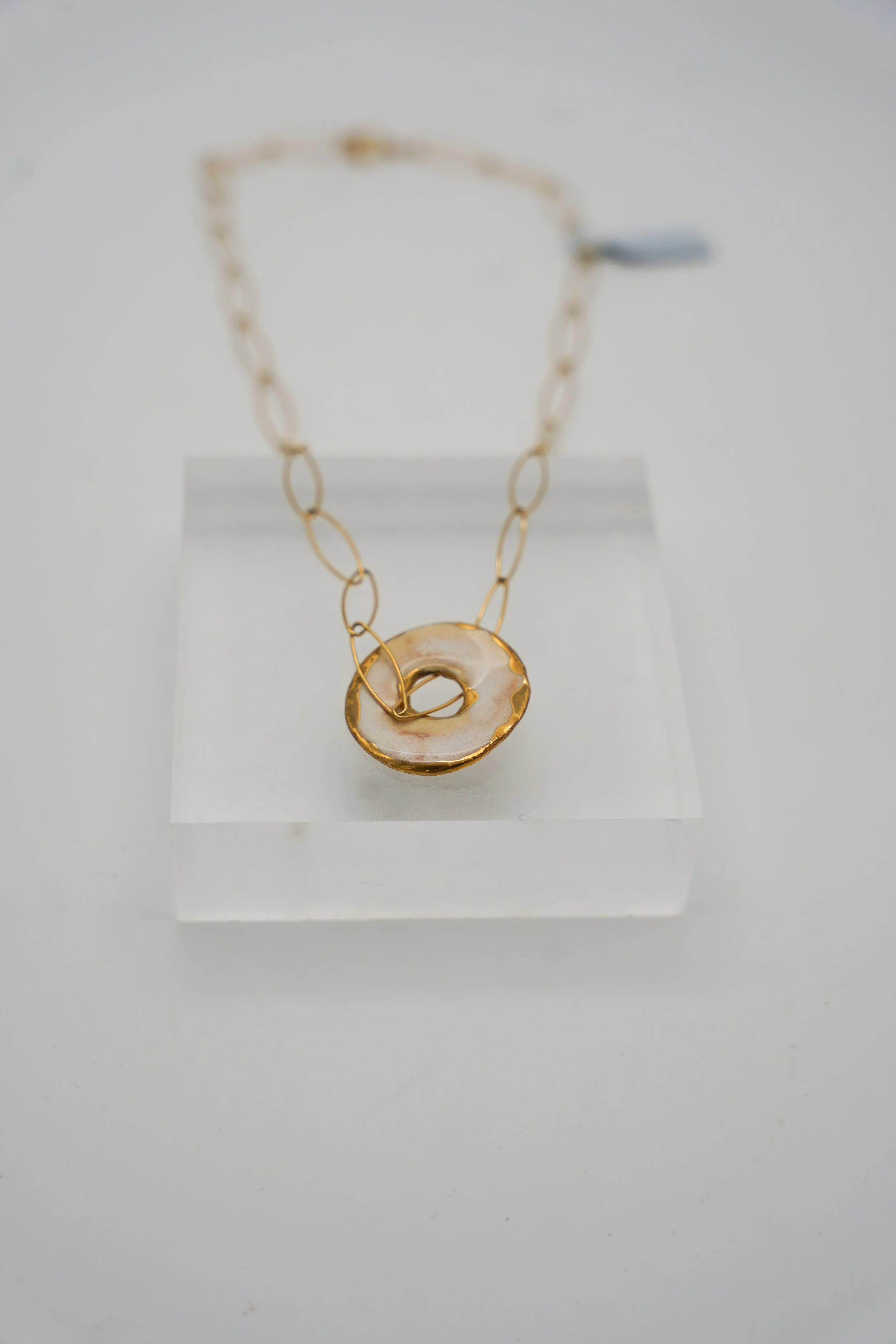 Disc on Gold Filled Almond Chain in Blush