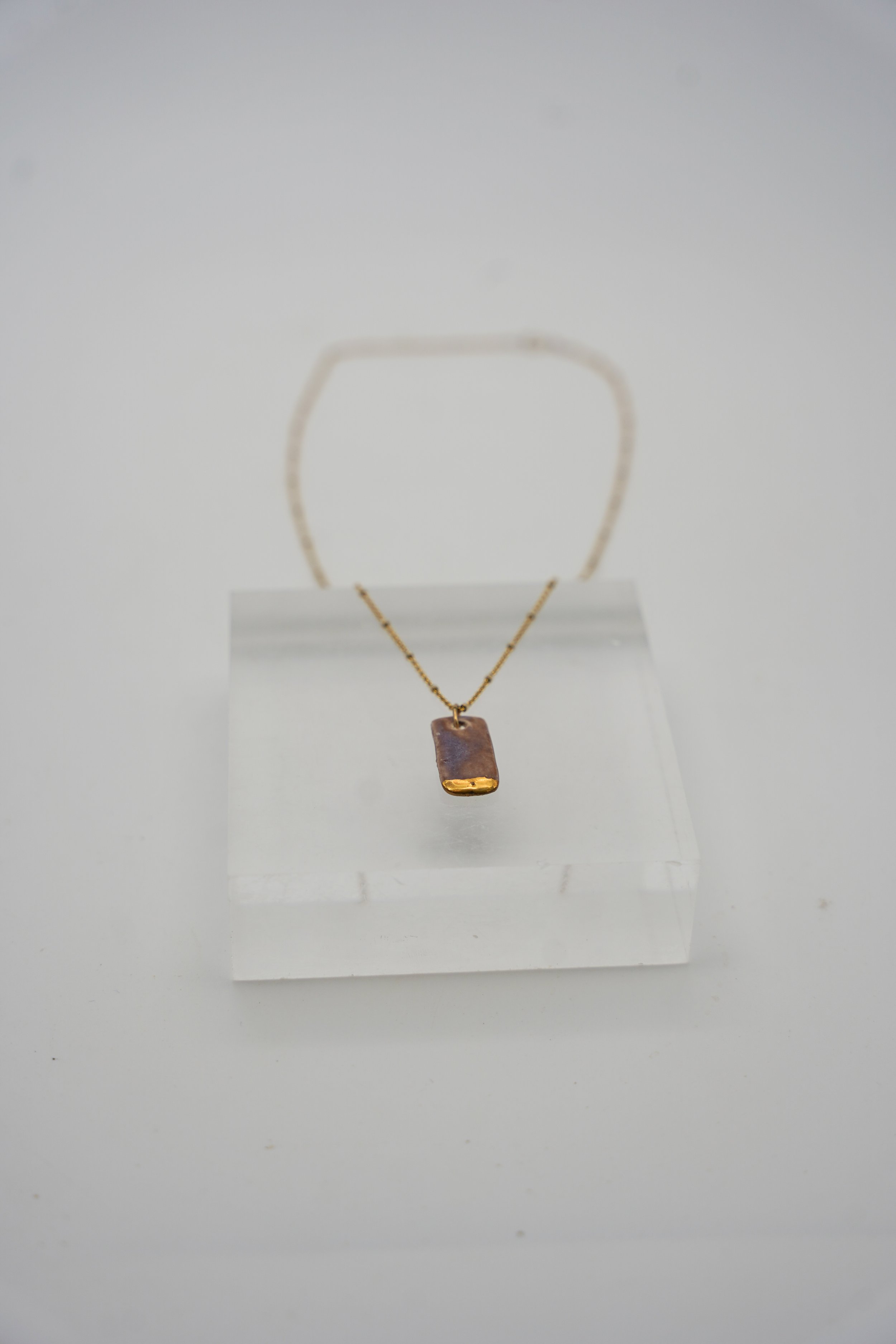 Small Bar on Gold Filled Satellite Chain in Purple