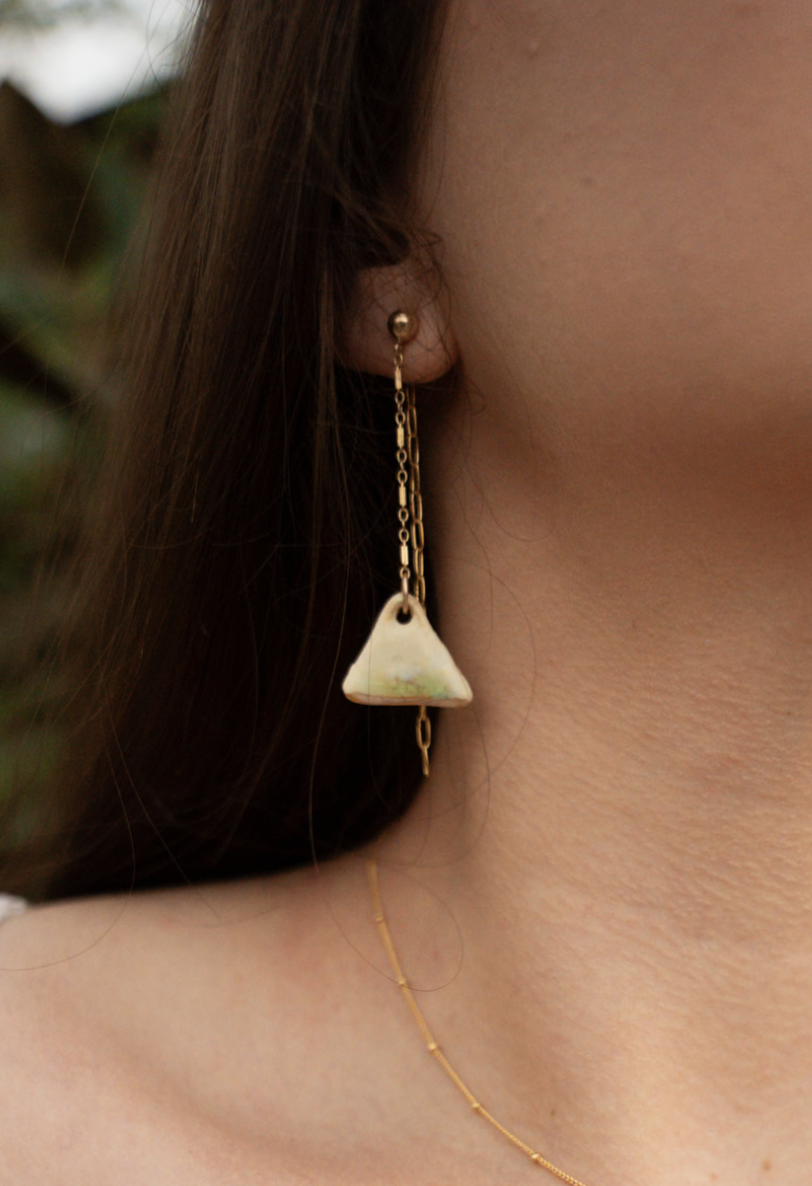 Spring Green Celadon Clay Threader Chain Earrings