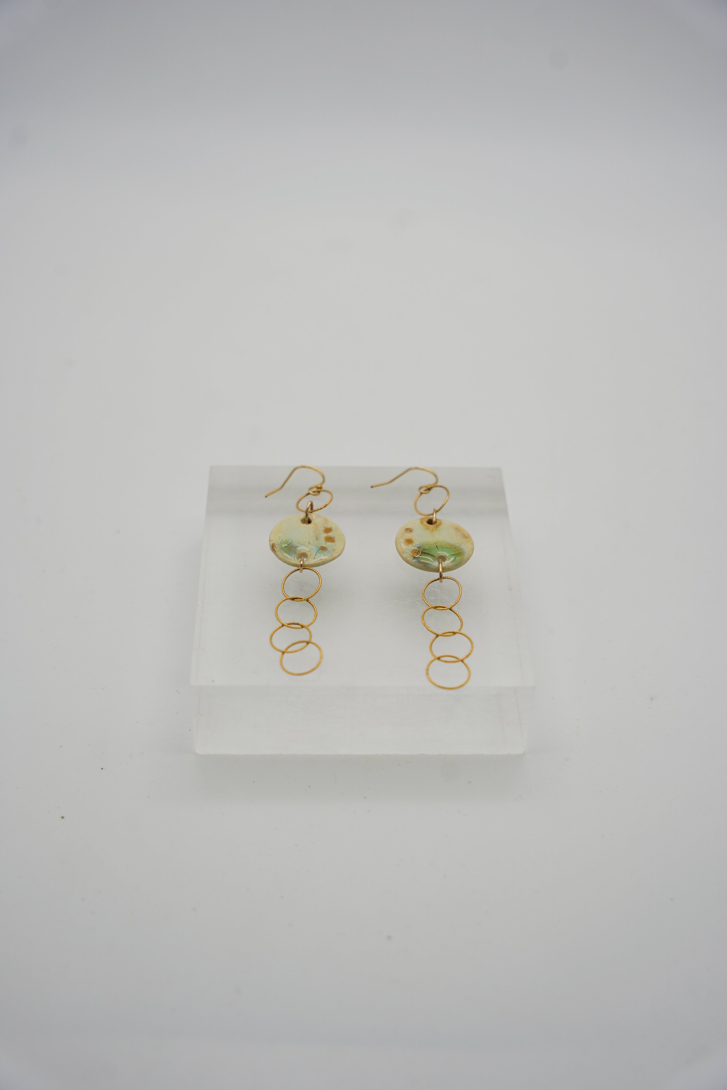 Circle on Gold Filled Round Cable Chain in Celadon