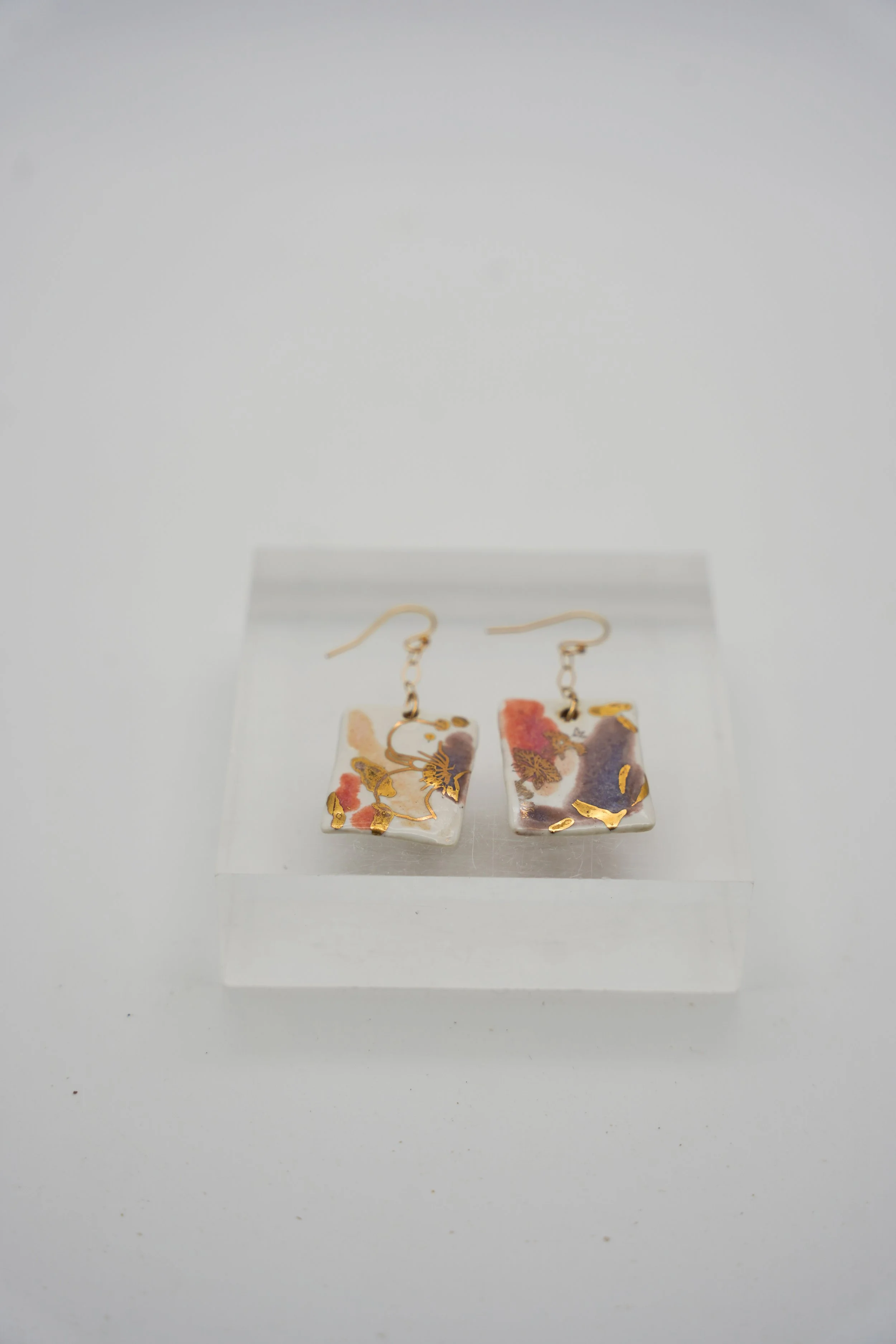 Floral Square on Gold Filled Simple Chain in Petal Pink