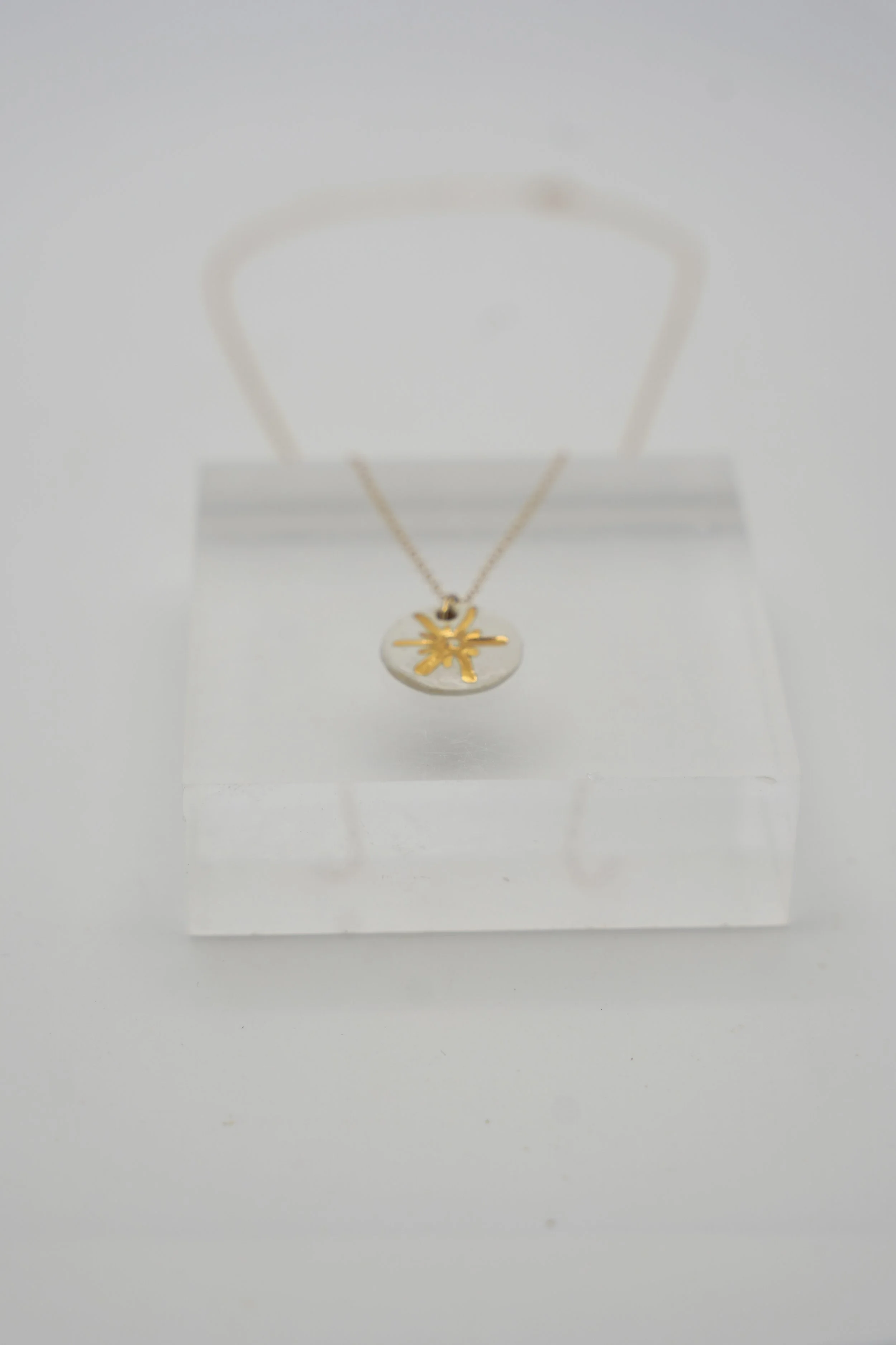 Sunshine Pendant on Gold Filled Simple Chain in Celadon
