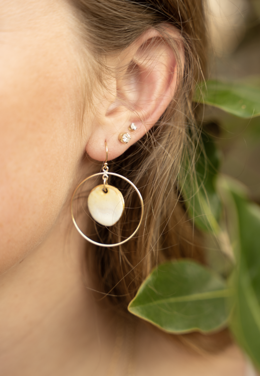 Spring White Gold Hoop Circle earrings