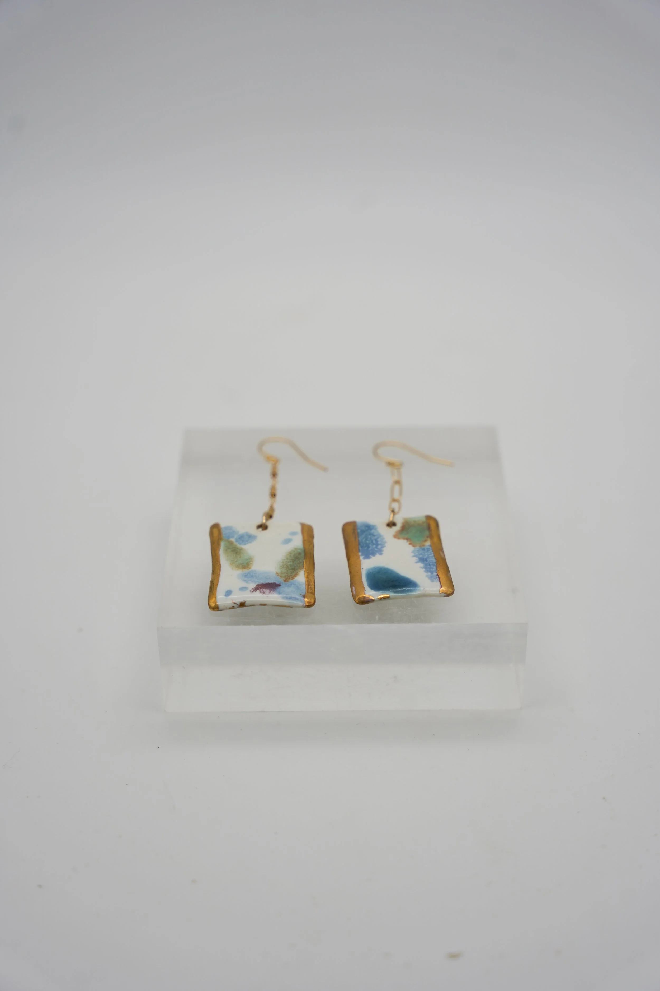Square on Gold Filled Small Paper Clip Chain in Petal Green