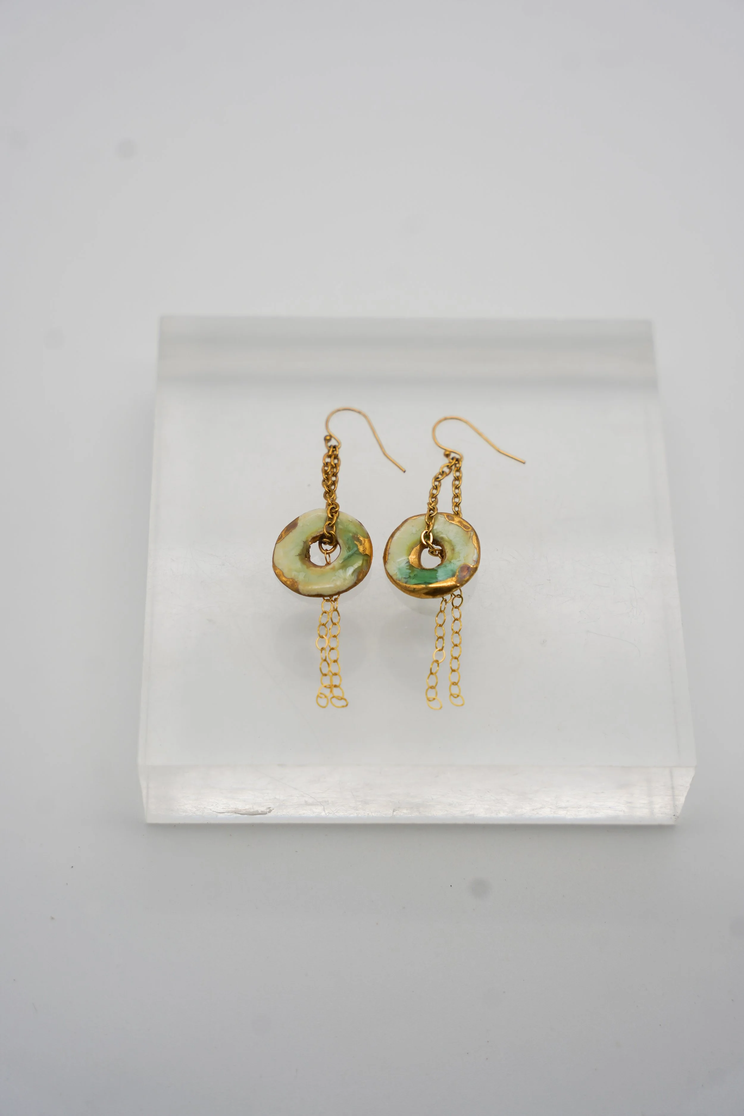 Small Disc on Gold Filled Simple Chain in Celadon