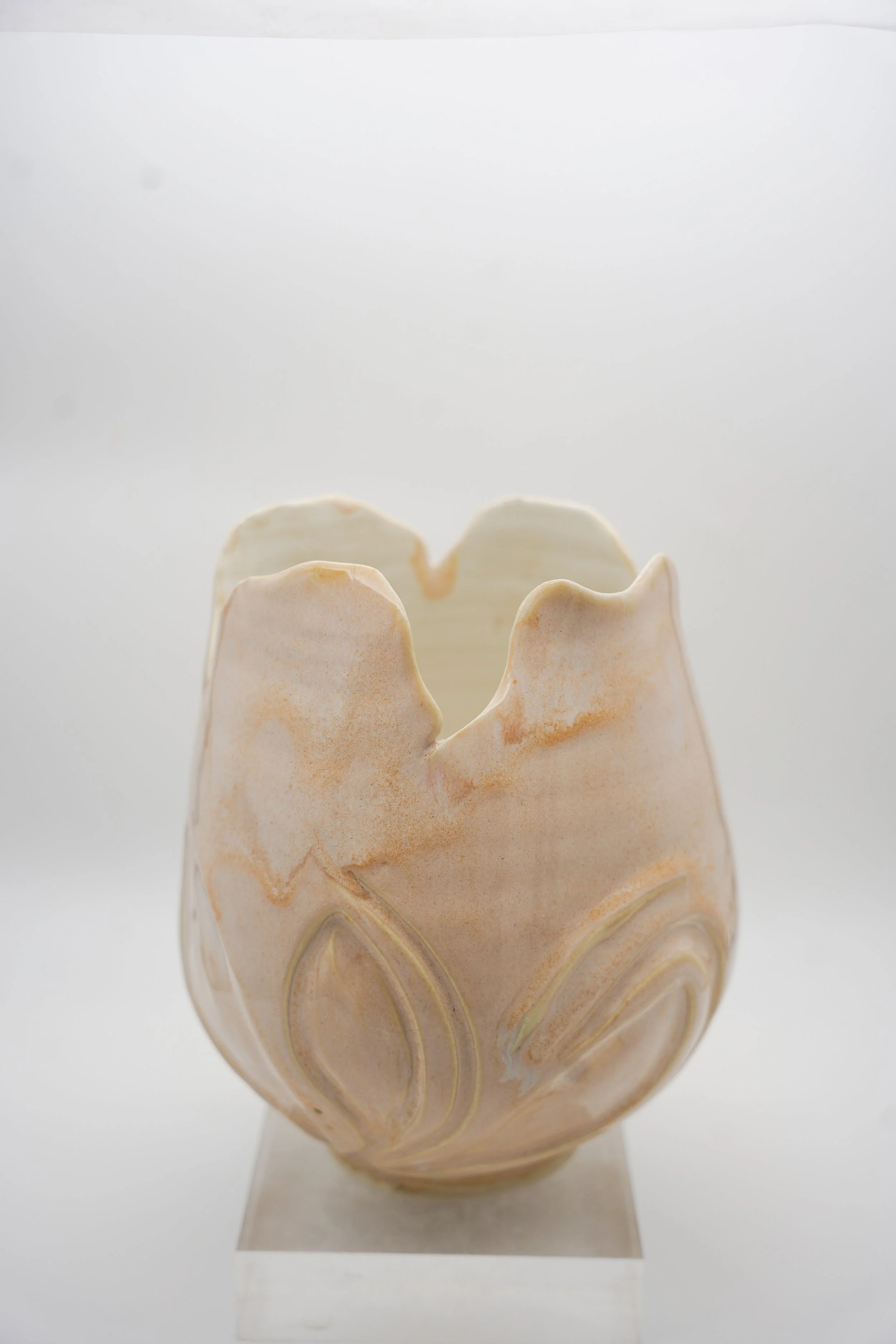 Carved Vase in Light Pink