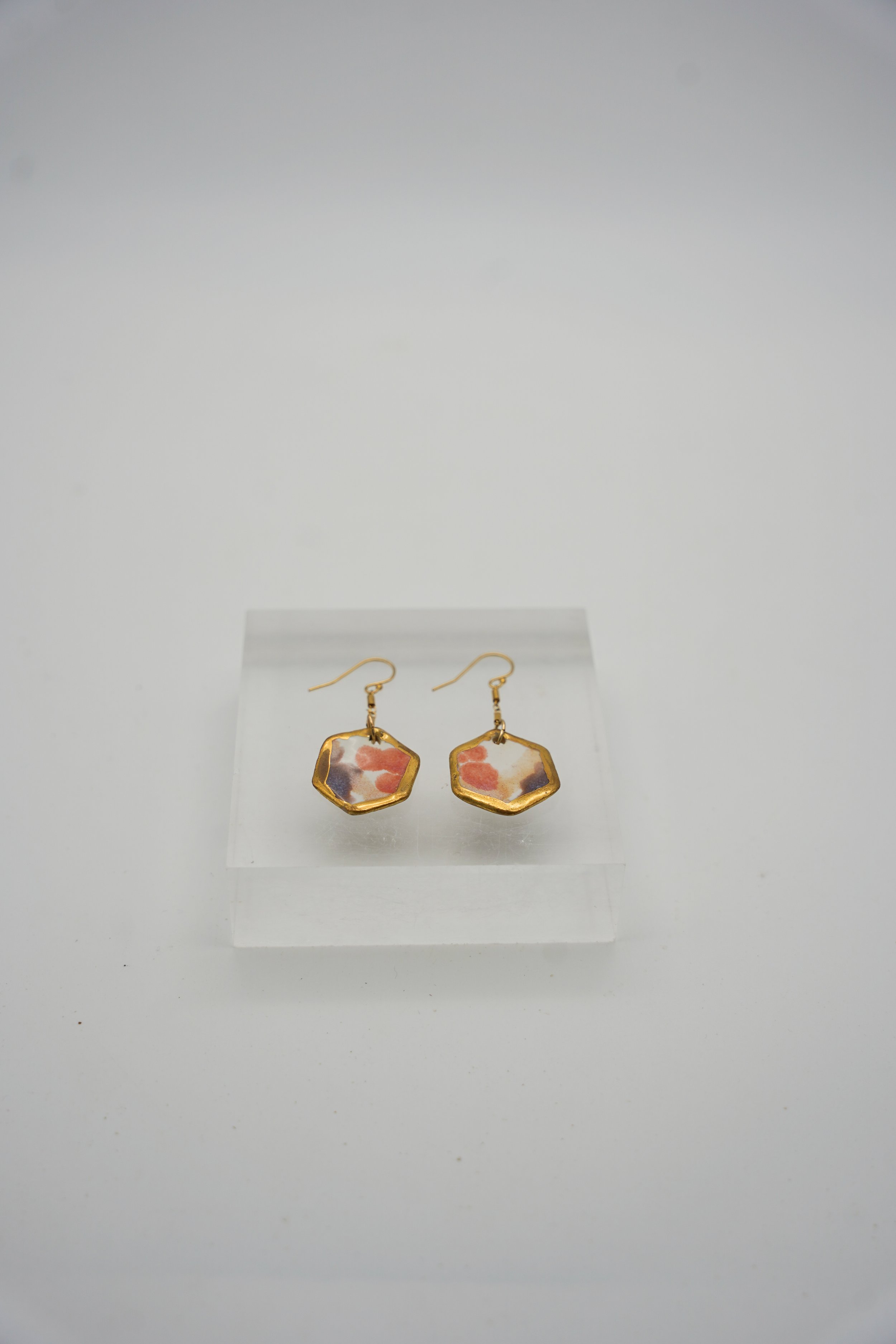 Small Hexagon on Gold Filled Tube Chain in Pink Petal