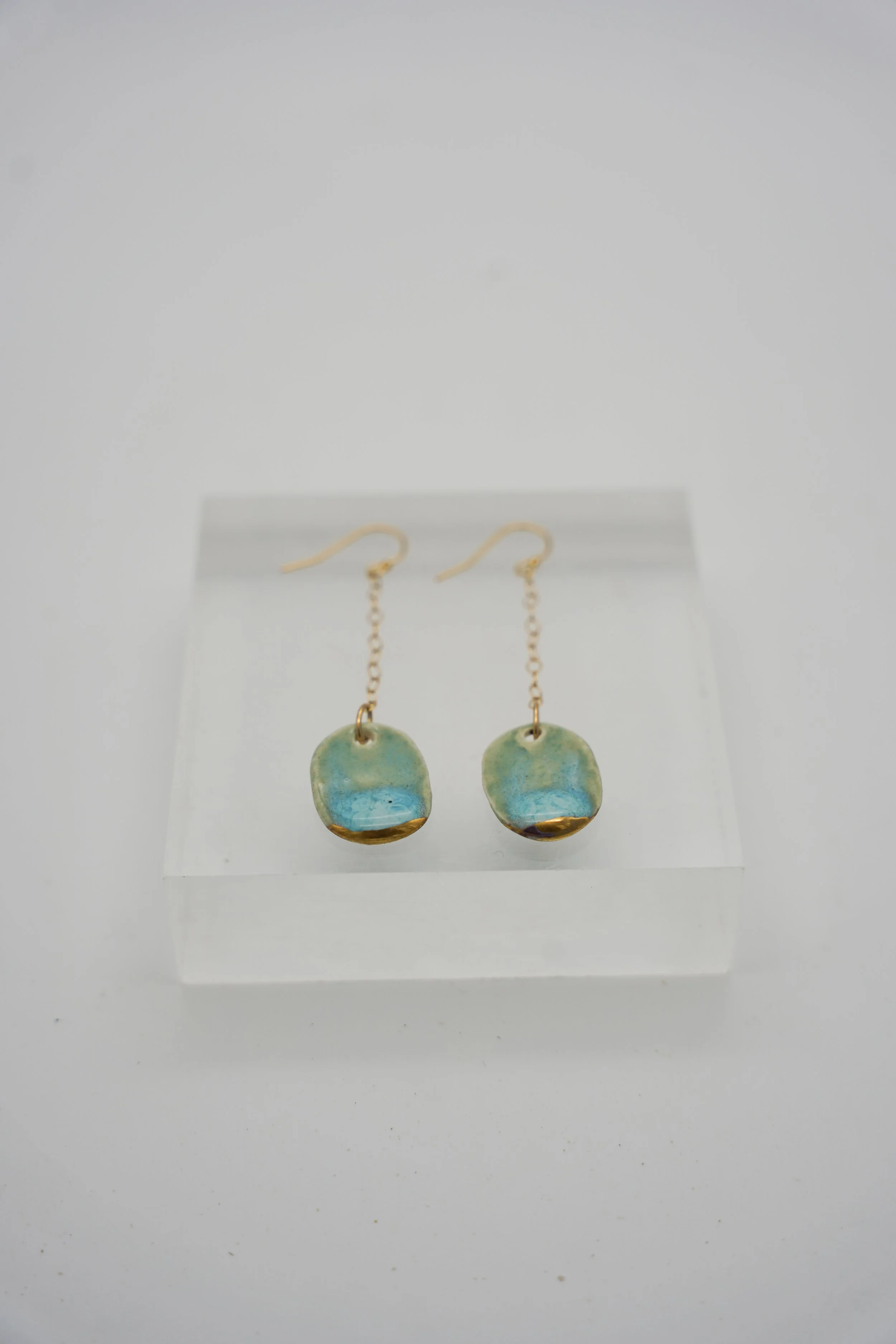 Oval on Gold Filled Simple Chain in Turquoise