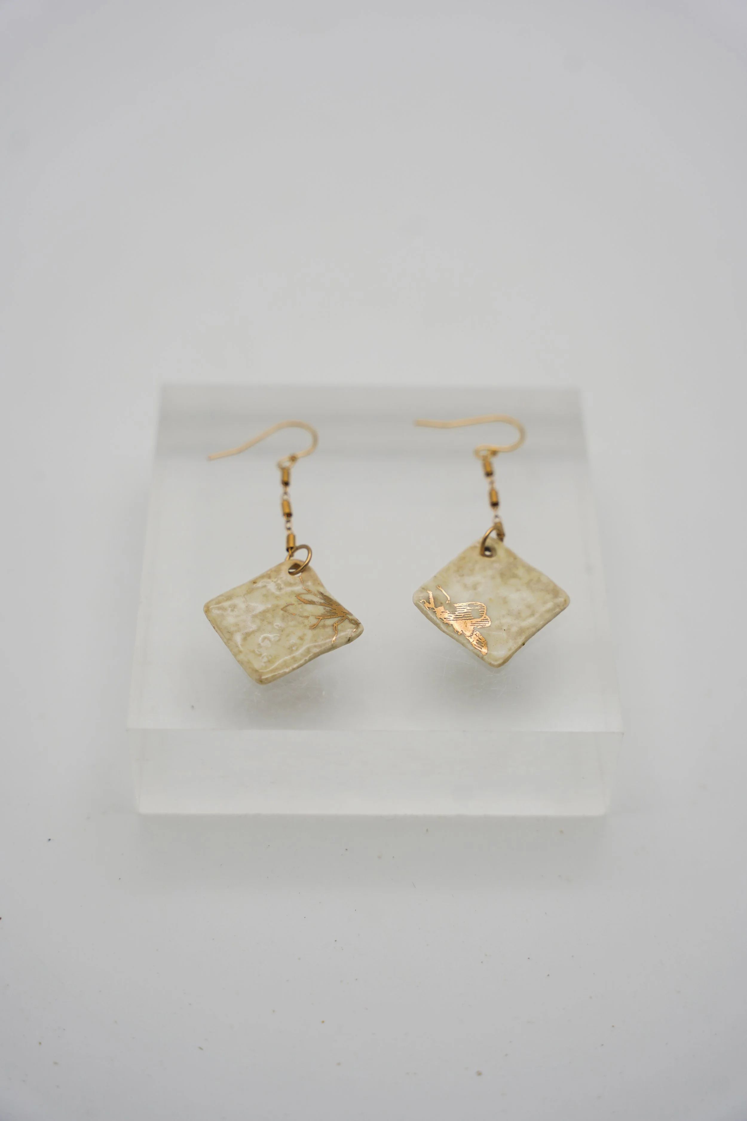 Butterfly Diamond on Gold Filled Long Short Chain in Crystal Cream