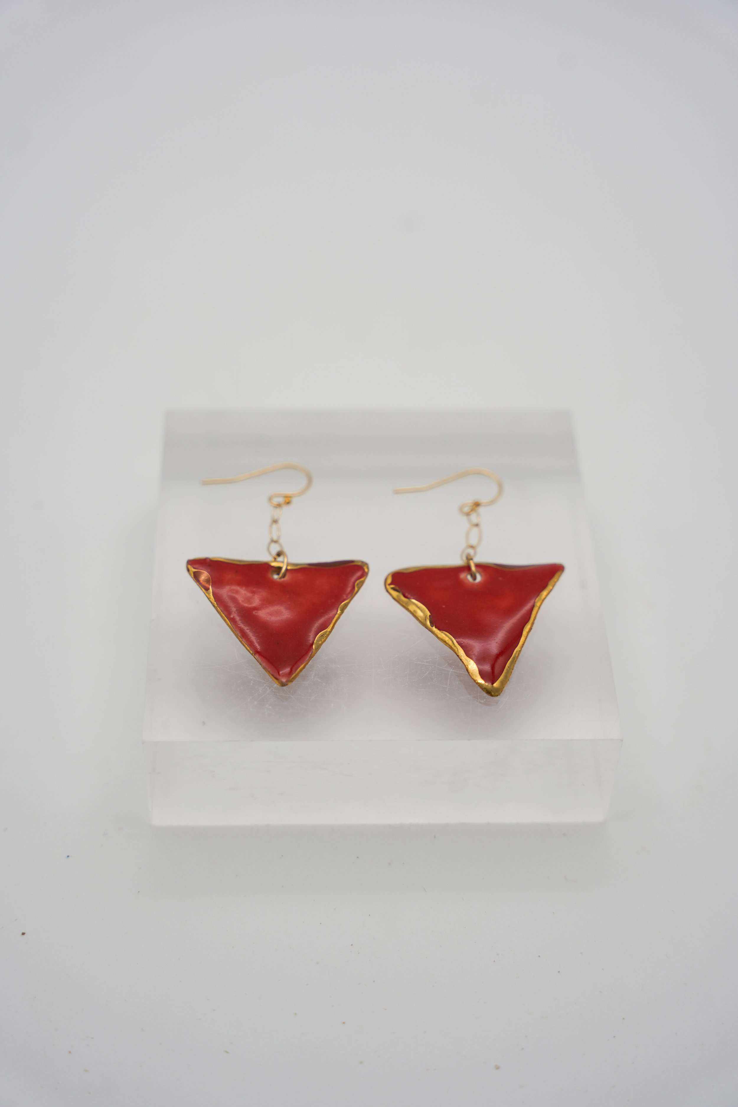 Hexagon on Gold Filled Cable Chain in Red