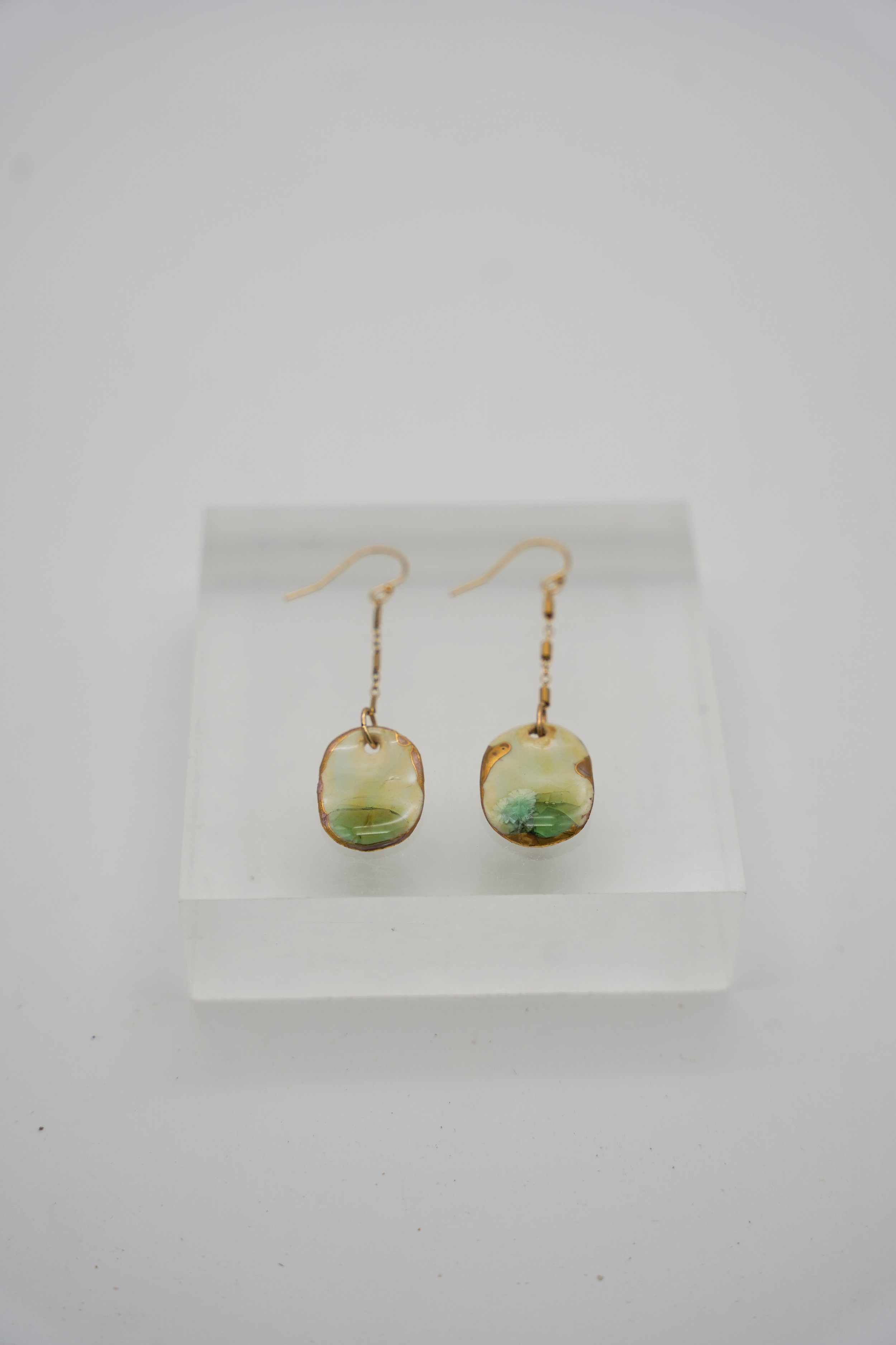 Oval on Gold Filled Long Short Chain in Celadon