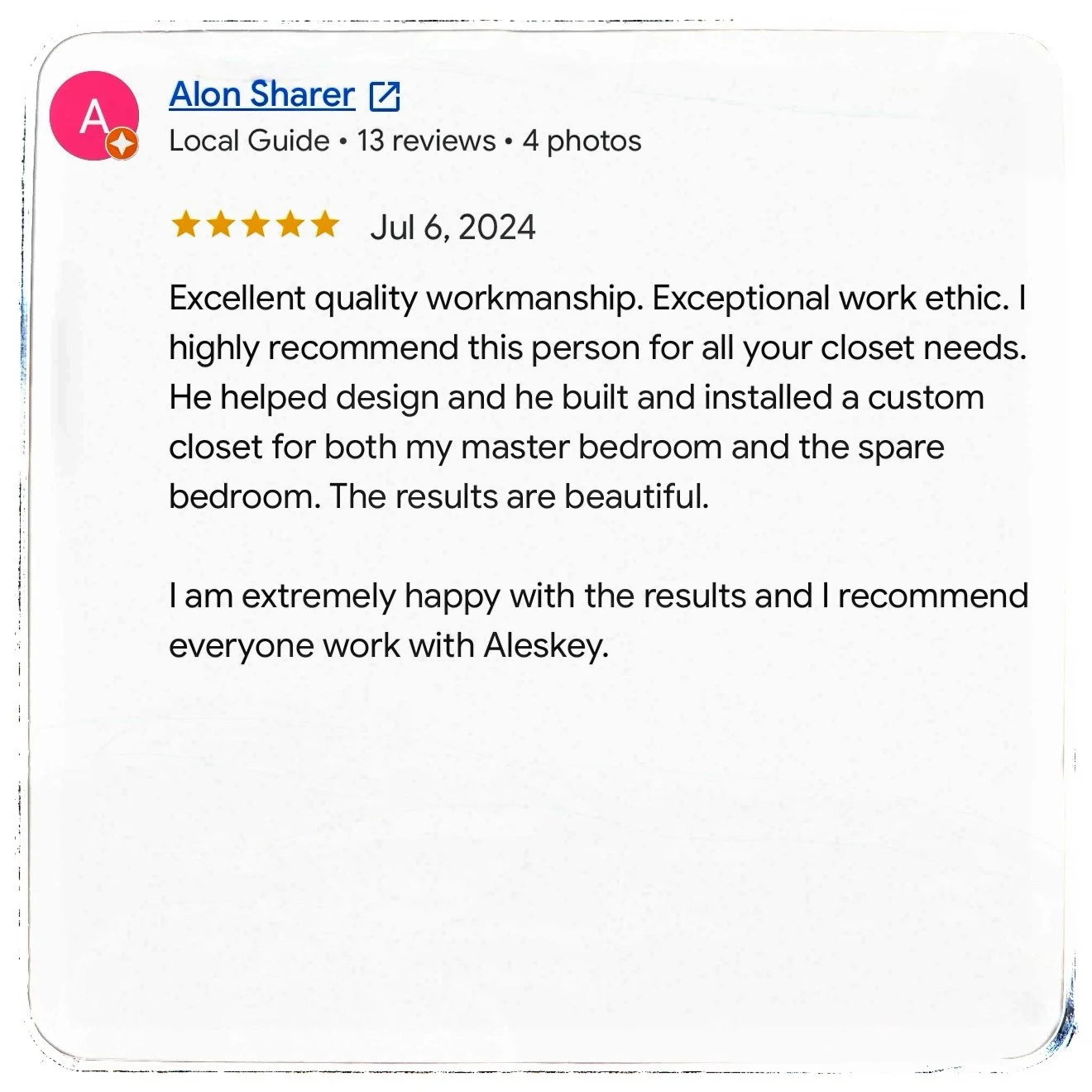 Customer testimonial