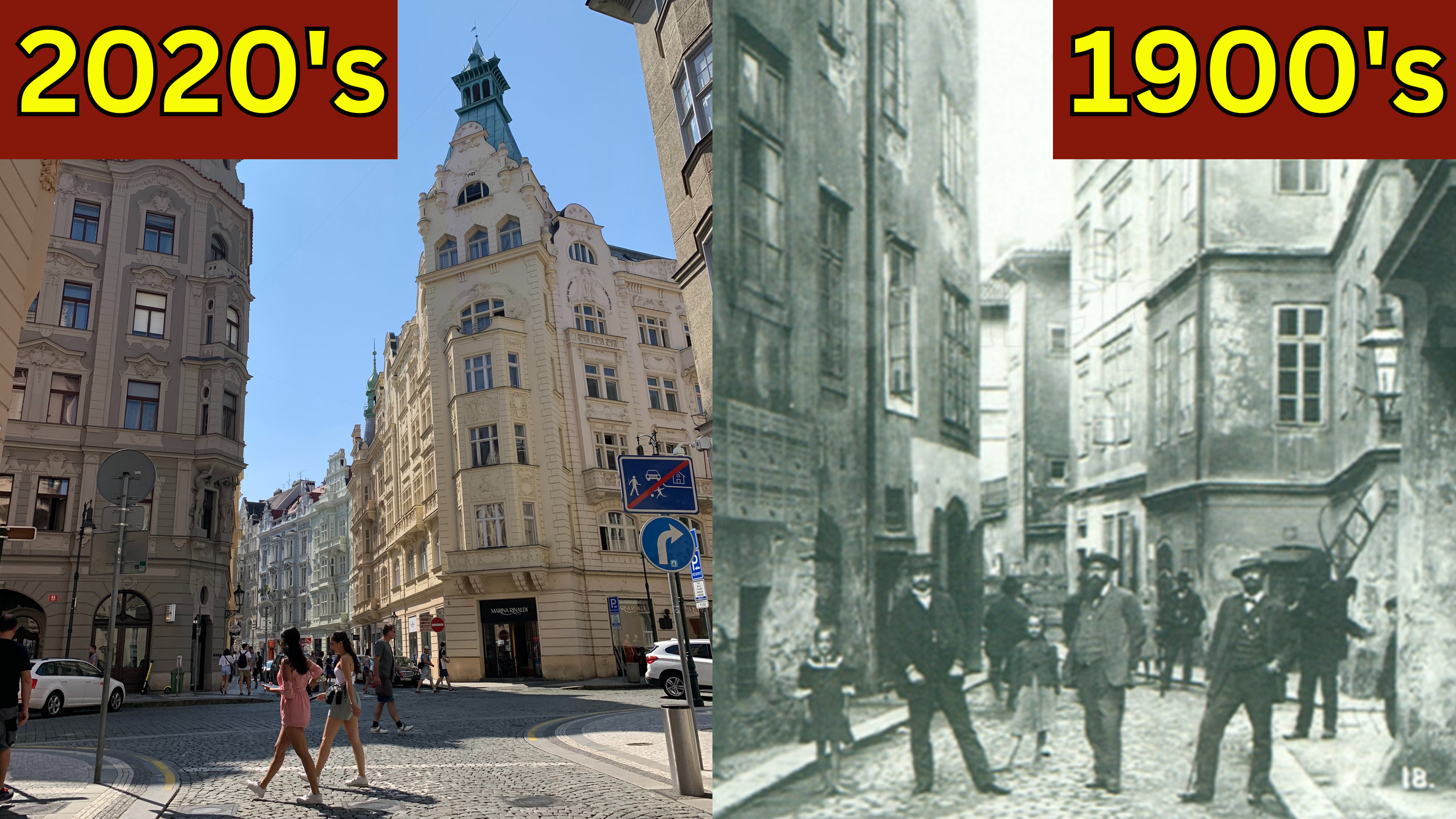 Prague Jewish Quarter: now vs then
