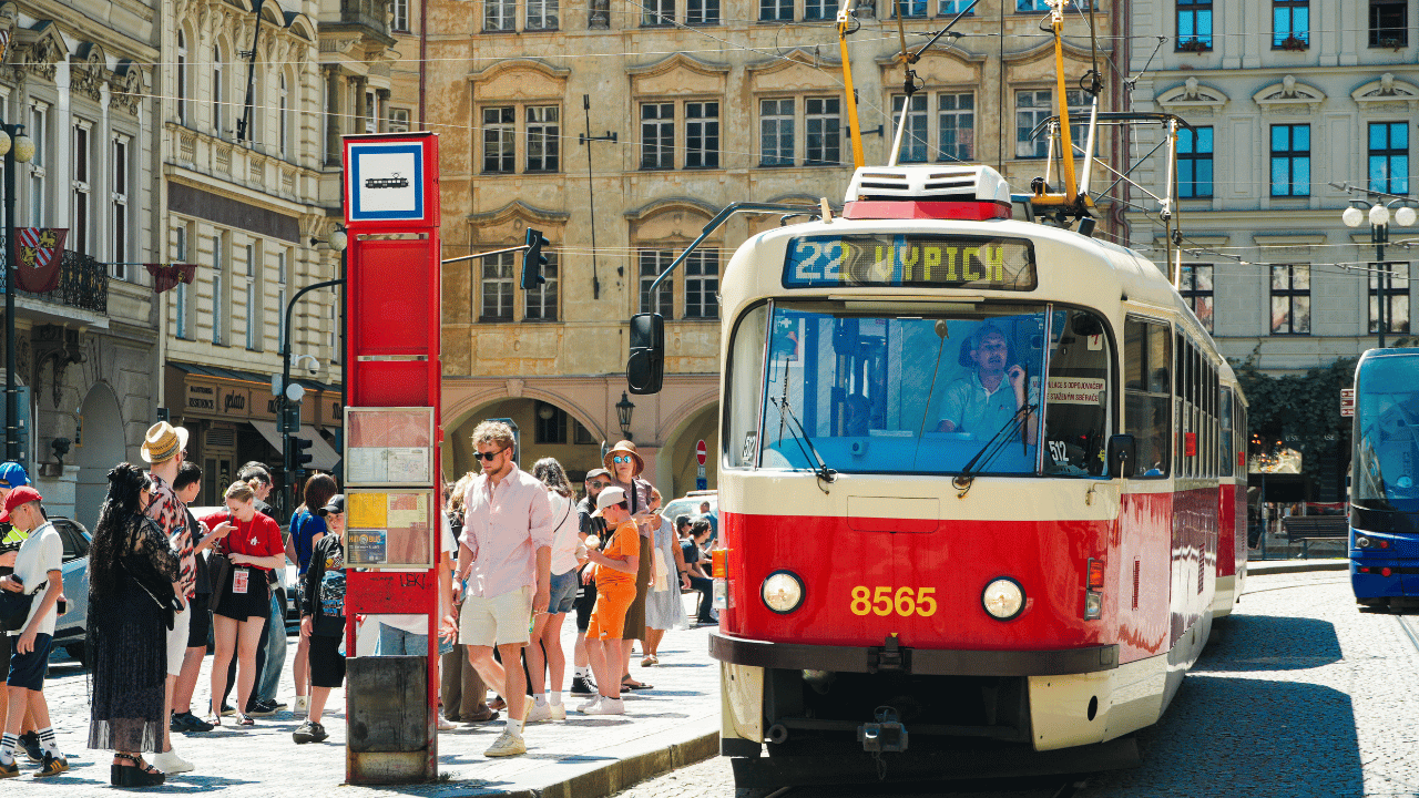 Prague red tram