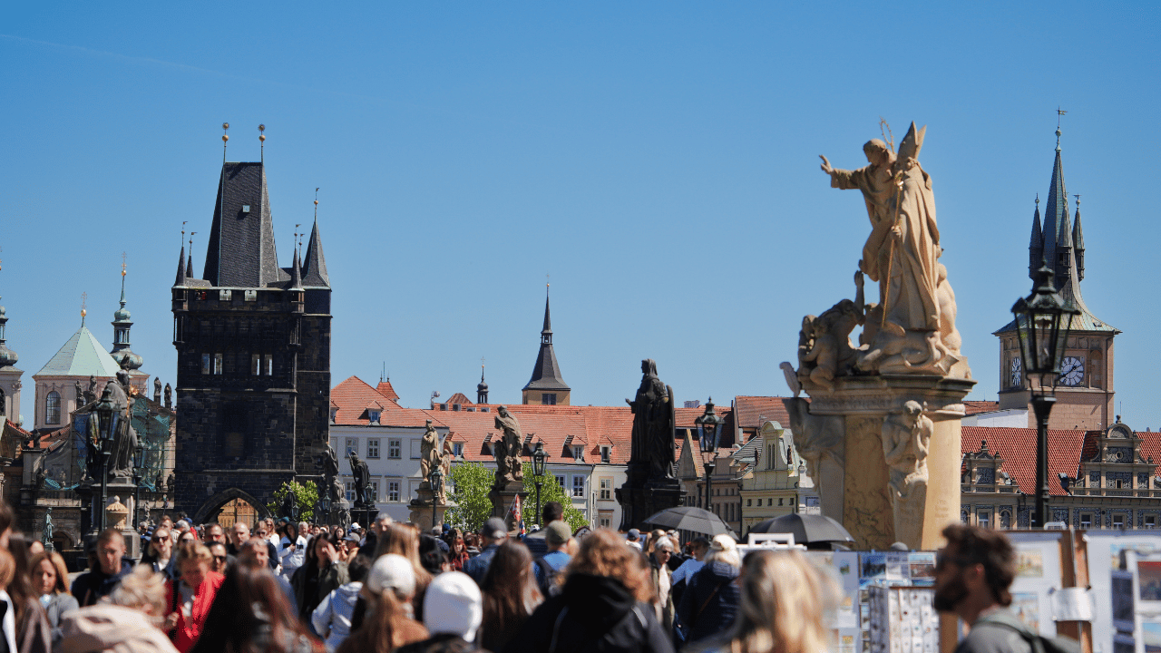 crowded Charles Bridge