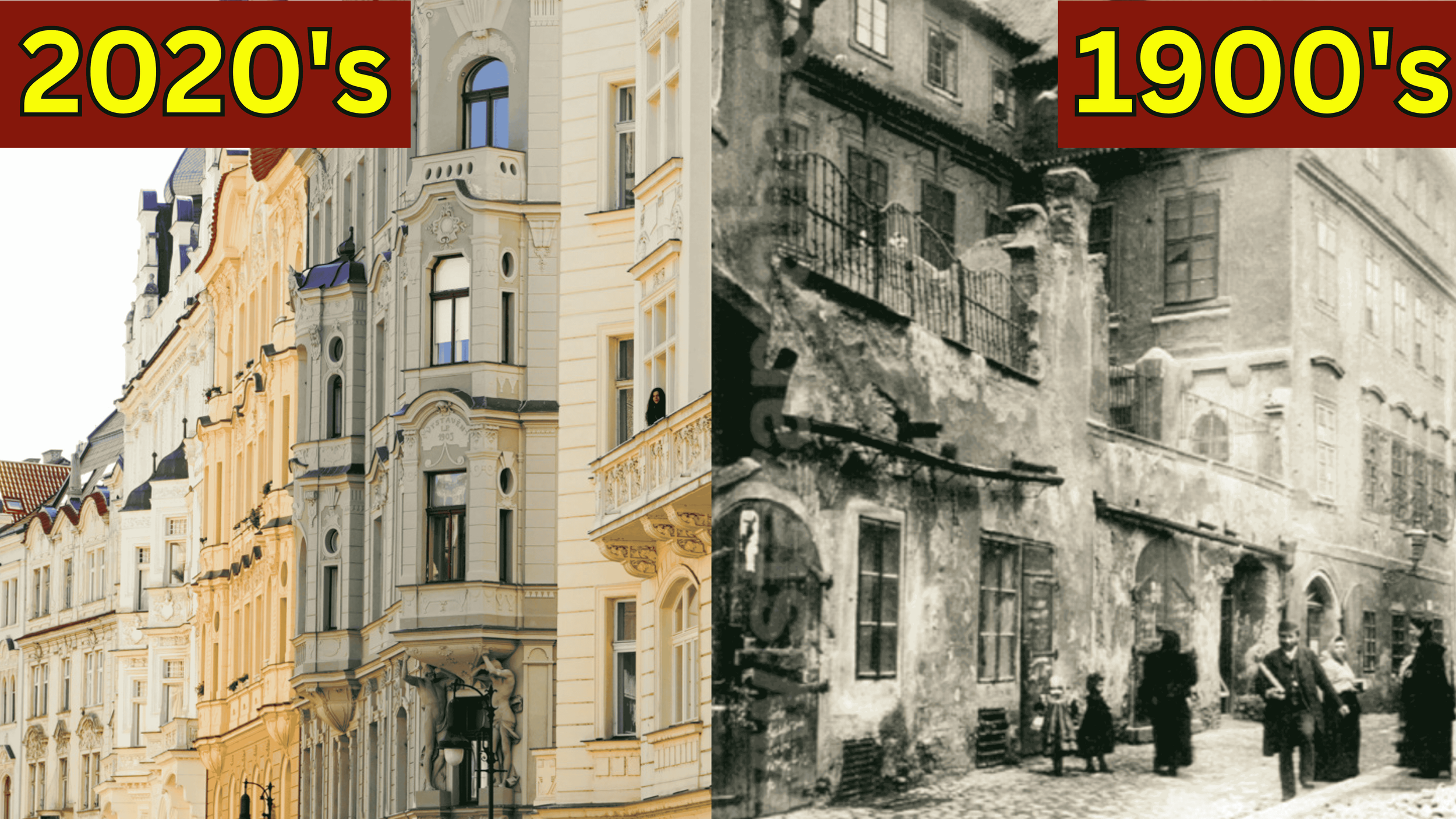 Prague Jewish Ghetto: now vs then
