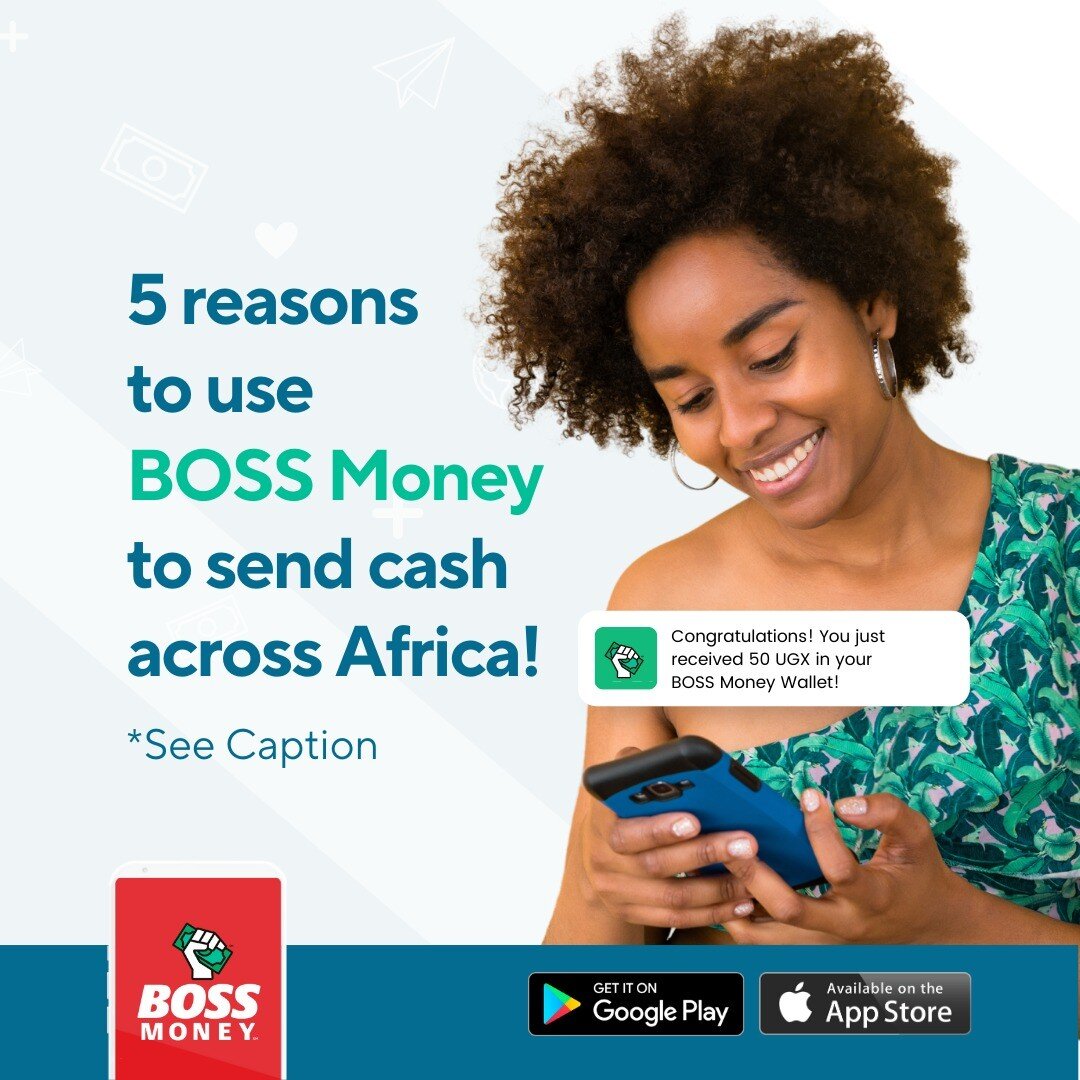 Wondering why you should switch to BOSS?

1. A quick and easy way to send money between Ghana, Zambia, Tanzania, Kenya, Rwanda and Uganda.

2. Reliable technology to ensure your transactions are secure.

3. FREE transfers to other BOSS users and lowe