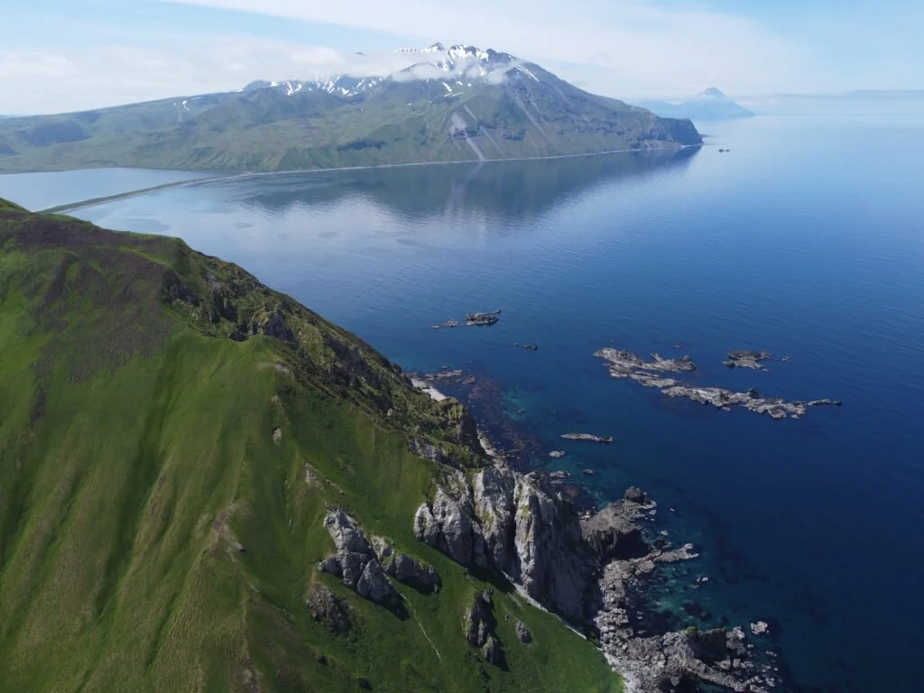 arial photo of Adak Island