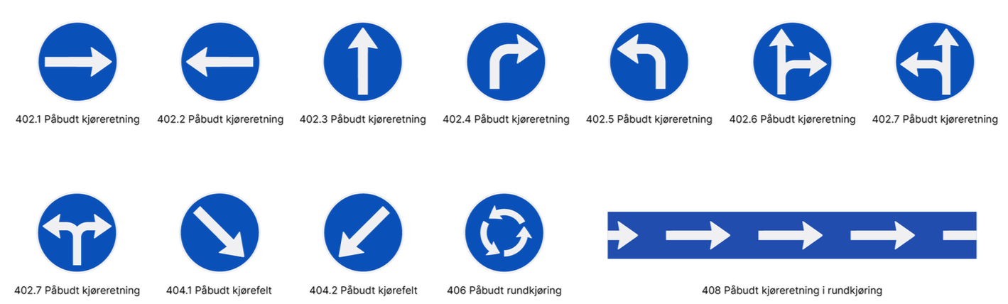 Påbudsskilt oversikt
