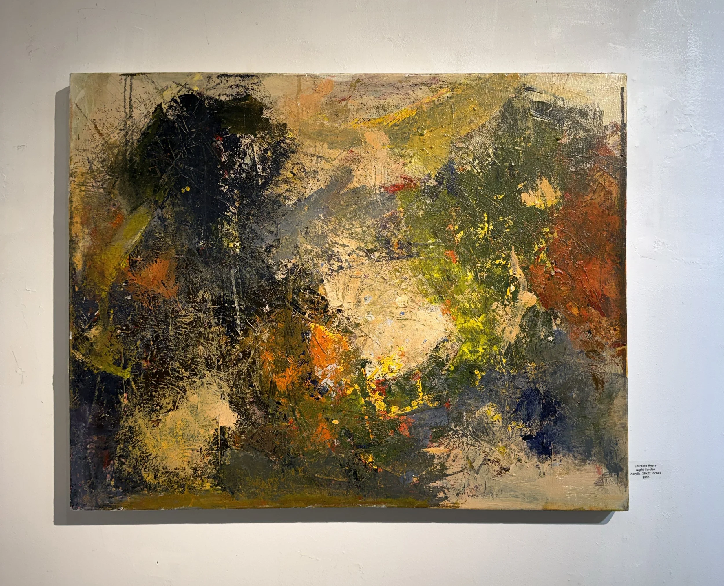 Lorraine Myers - "Night Garden," Acrylic, 28 x 22 inches.