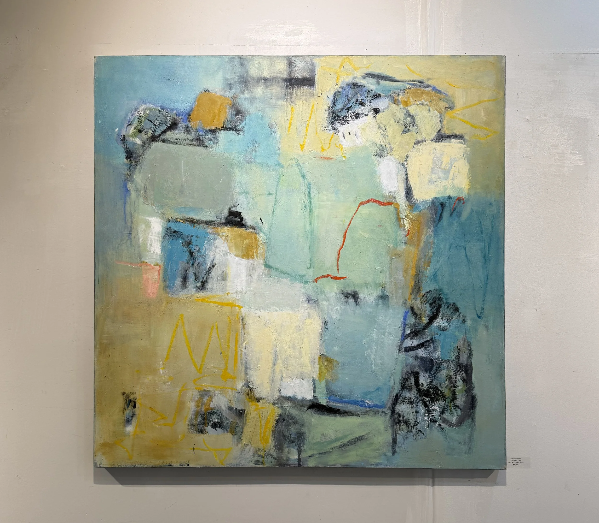Paula Schiller - "THe Red Line" (2010), Oil, 36 x 36 inches.
