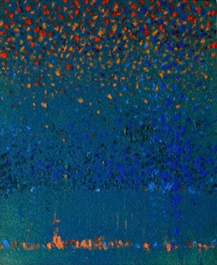 Young M. Kim - "Harbor Night Sky," 9 x 11 inch image on 24 x 30 inch canvas.