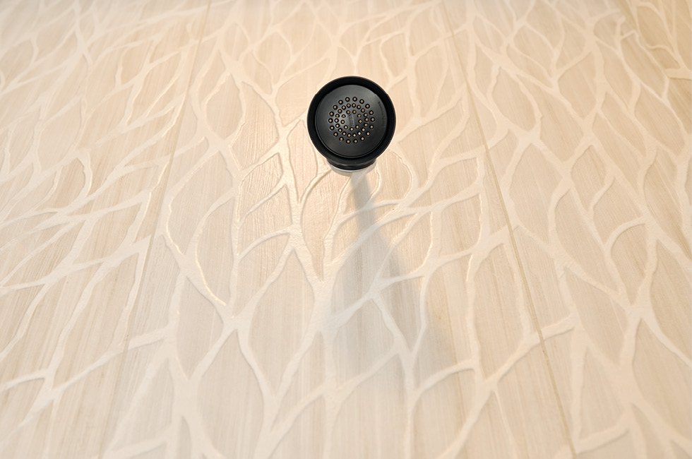 Marcona Residence Six exquisite master bath tile and black shower head in Keyes, California