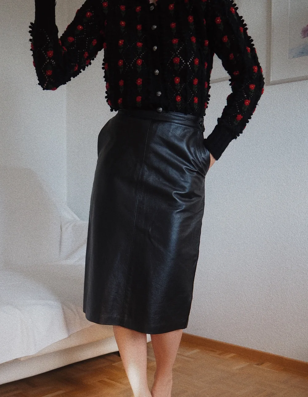 Vintage leather pencil clearance skirt