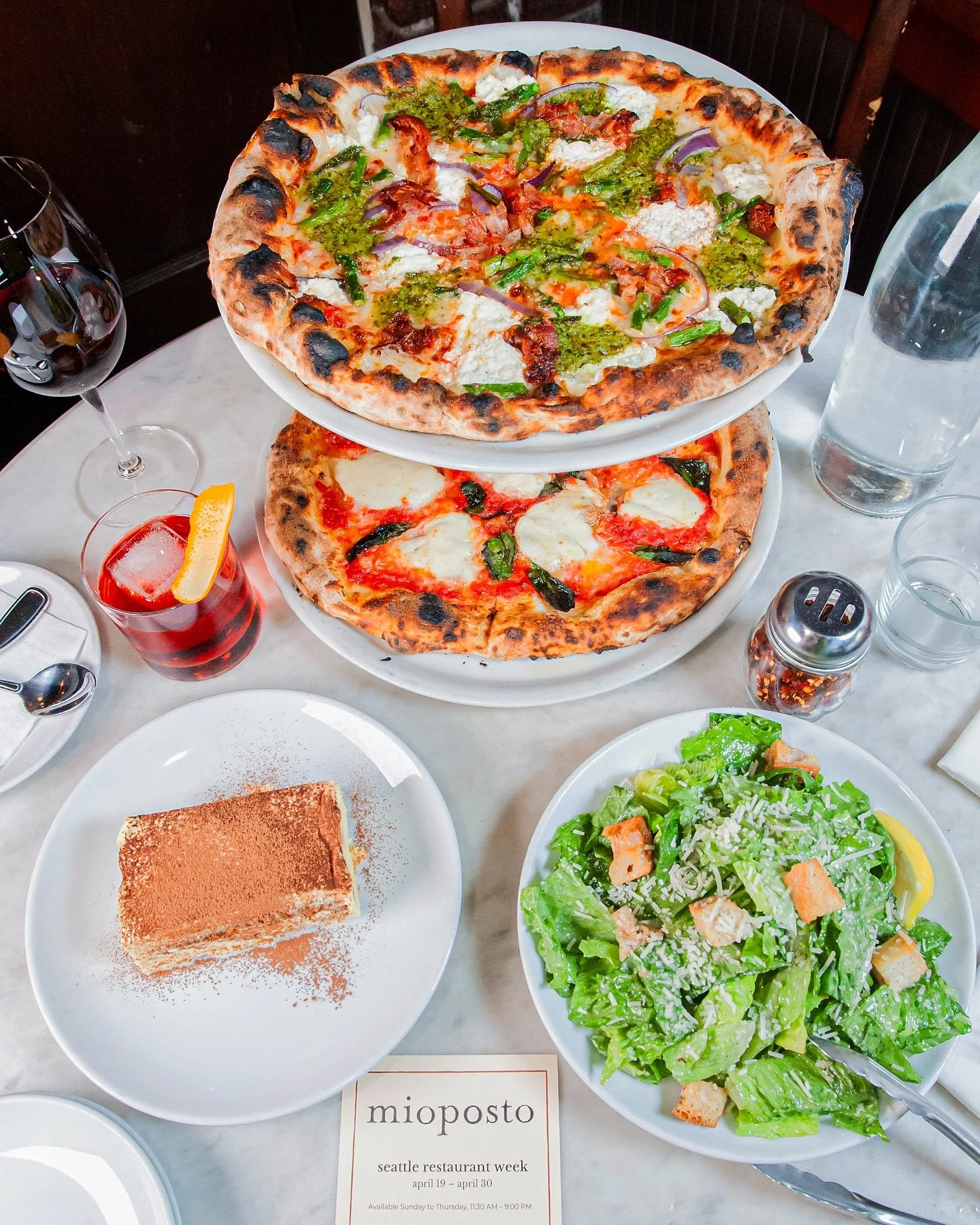 Seattle restaurant week has arrived at Mio ✨
⁠
We&rsquo;re offering two special menus: $35 for a single guest and $65 for two, each featuring our signature Caesar and tiramisu and your choice of pizza.⁠
⁠
Available now through April 30, Sunday&ndash;