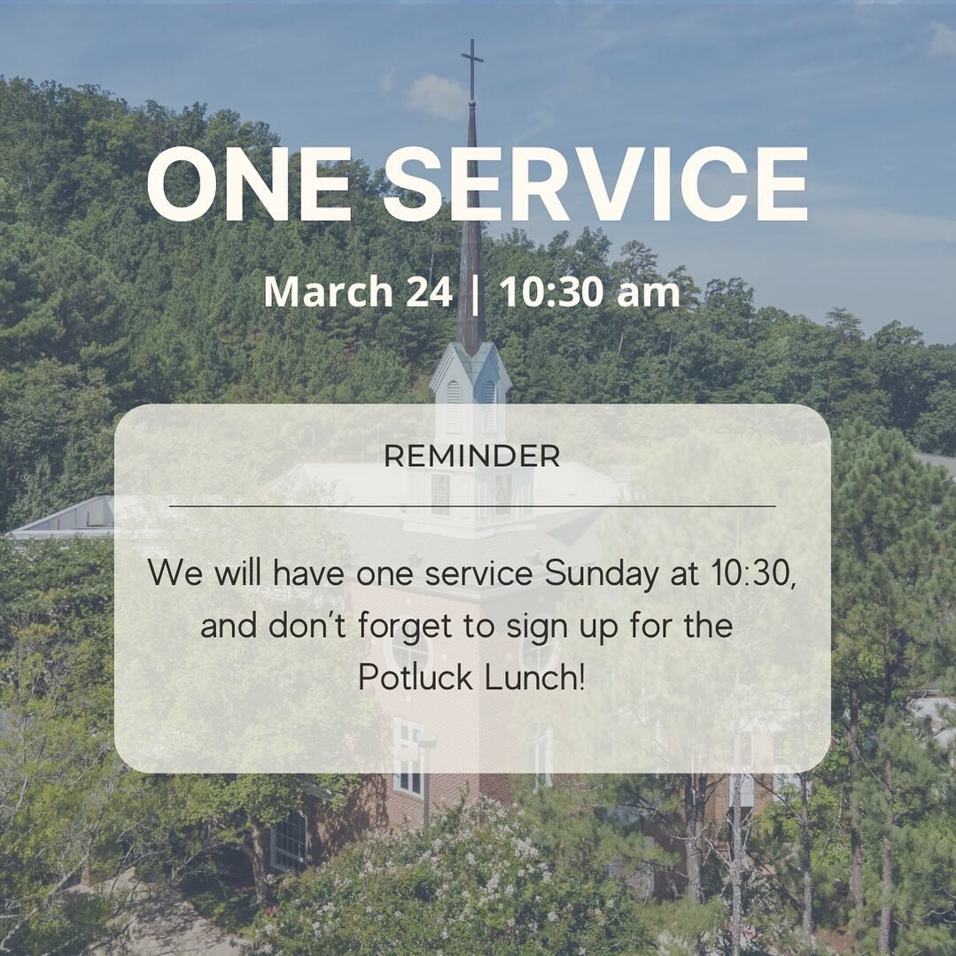 We will have one service tomorrow at 10:30! Sign up for the potluck lunch at the link in our bio.